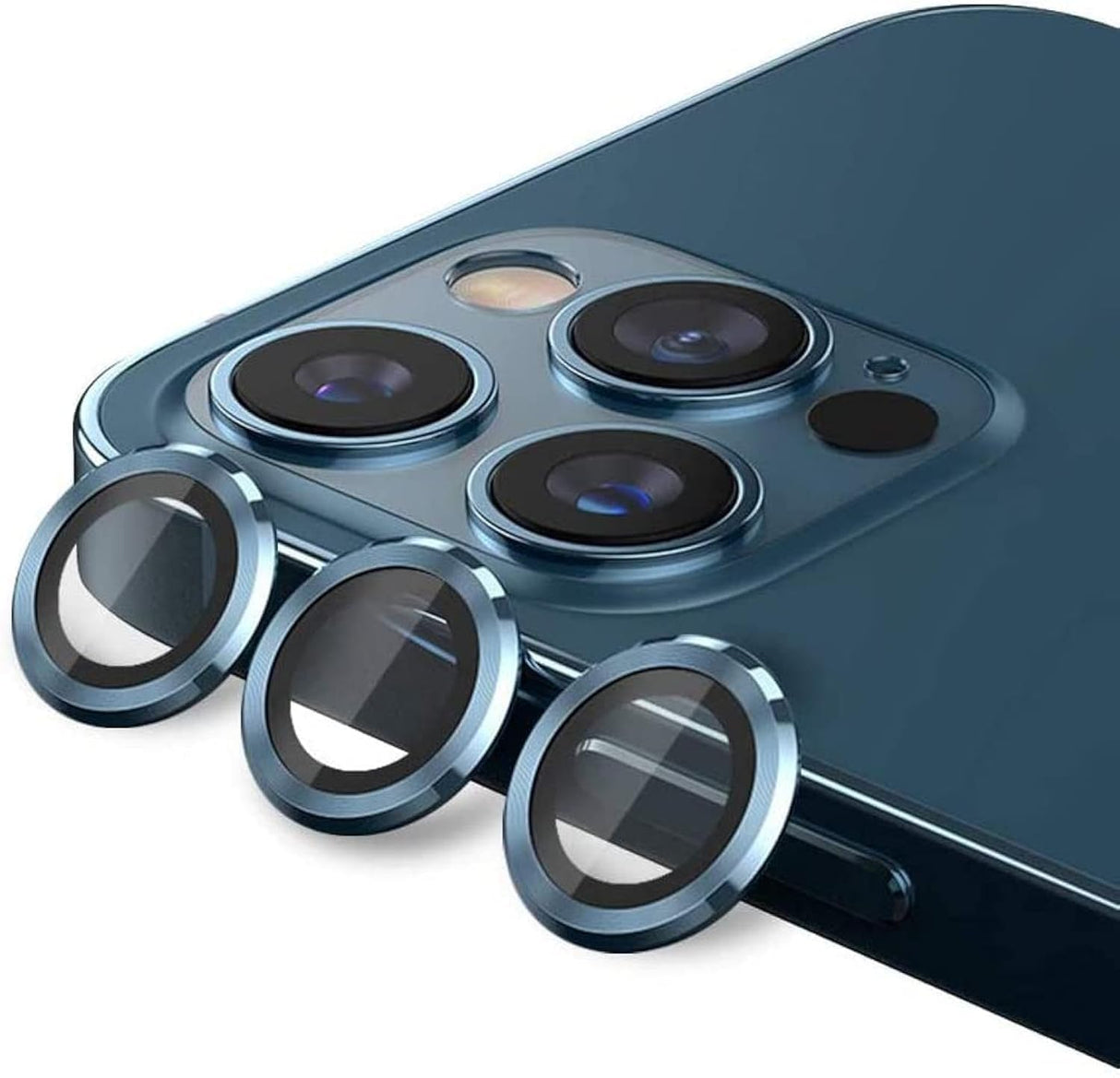 YU WELL iPhone lens protector - iPhone 12 pro /13 pro / 13 Pro Max Camera Lens Protector, Glass Camera Cover Screen Protector Metal Individual Ring for iPhone models (iPhone 13 Pro Max, Blue)