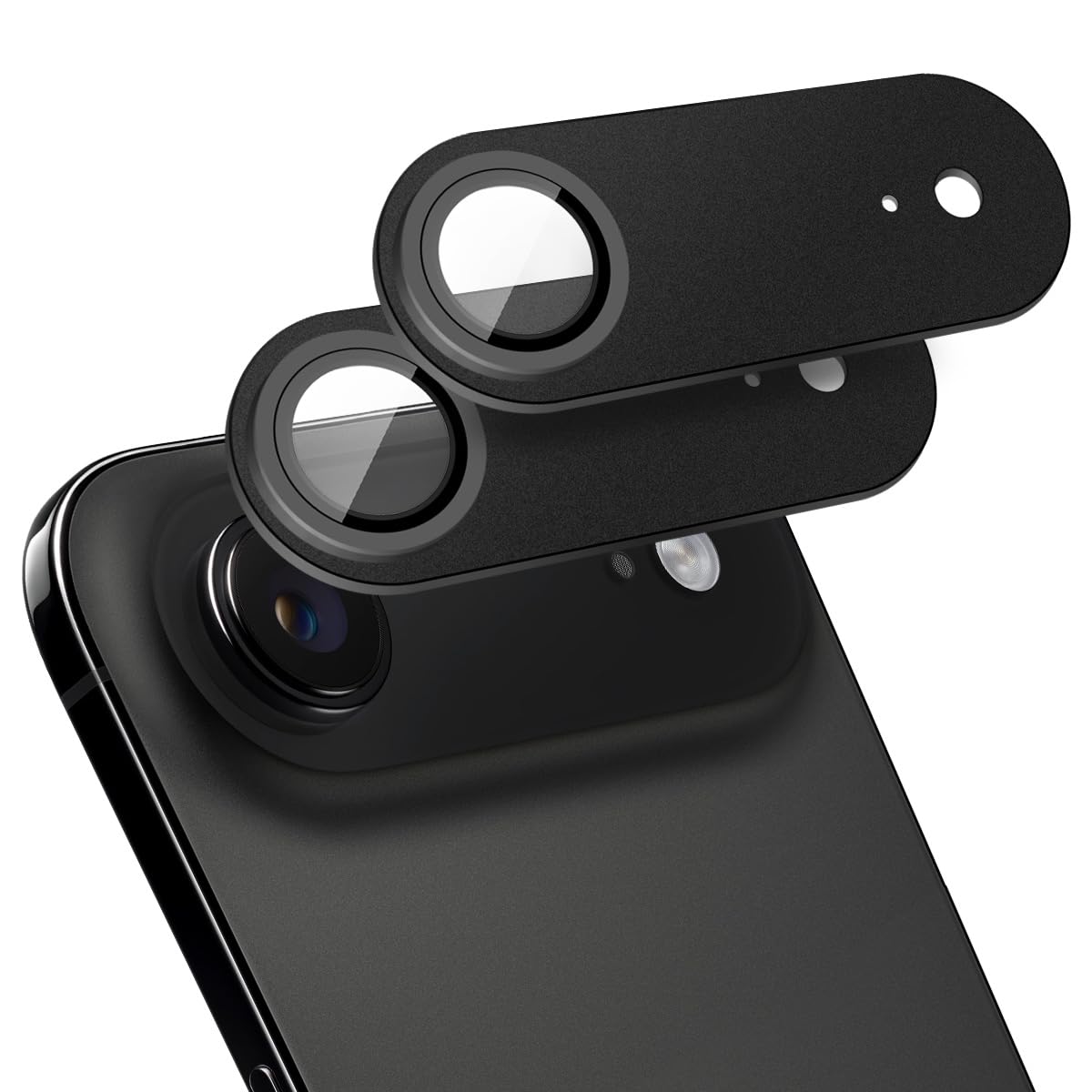 (2 Pack) T Tersely Camera Lens Protector for iPhone 17 Air 6.5-Inch, Titanium Alloy Metal Camera Cover with Tempered Glass Screen Protector Accessories,Scratch Resistant,Easy to Install-Black