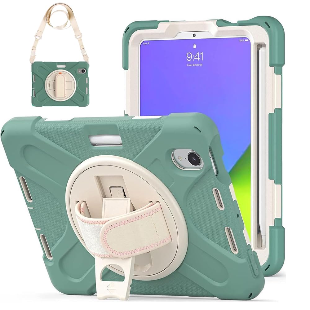 حافظة حماية لجهاز iPad Mini 6 اللوحي من AMERTEER (أخضر)