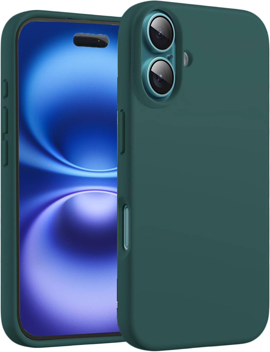 جراب TR-PLANET لهاتف iPhone 16 من السيليكون السائل، بطانة من الألياف الدقيقة مقاومة للصدمات، جراب هاتف رفيع وخفيف الوزن من مادة TPU ذات ظهر ناعم متوافق مع iPhone 16، أخضر