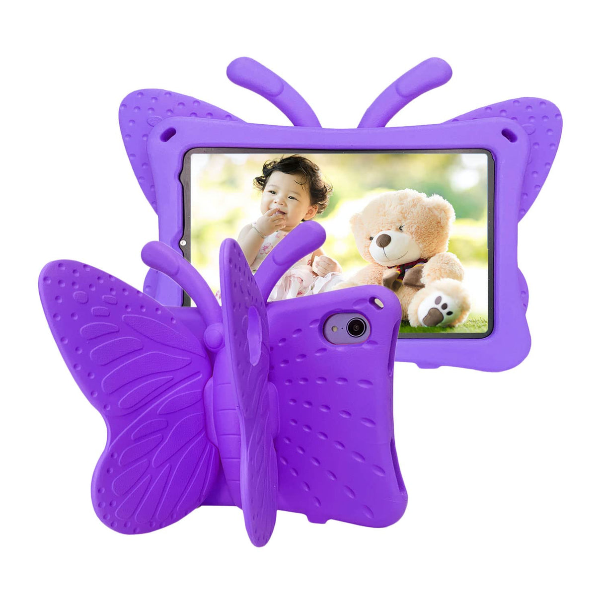 Tading iPad Mini 6 Case Kids Cute Butterfly, iPad Mini 2021 Case for Children, Shockproof Light Weight EVA Foam Super Protection Stand Cover for iPad Mini 8.3" Tablet for Girls - Purple