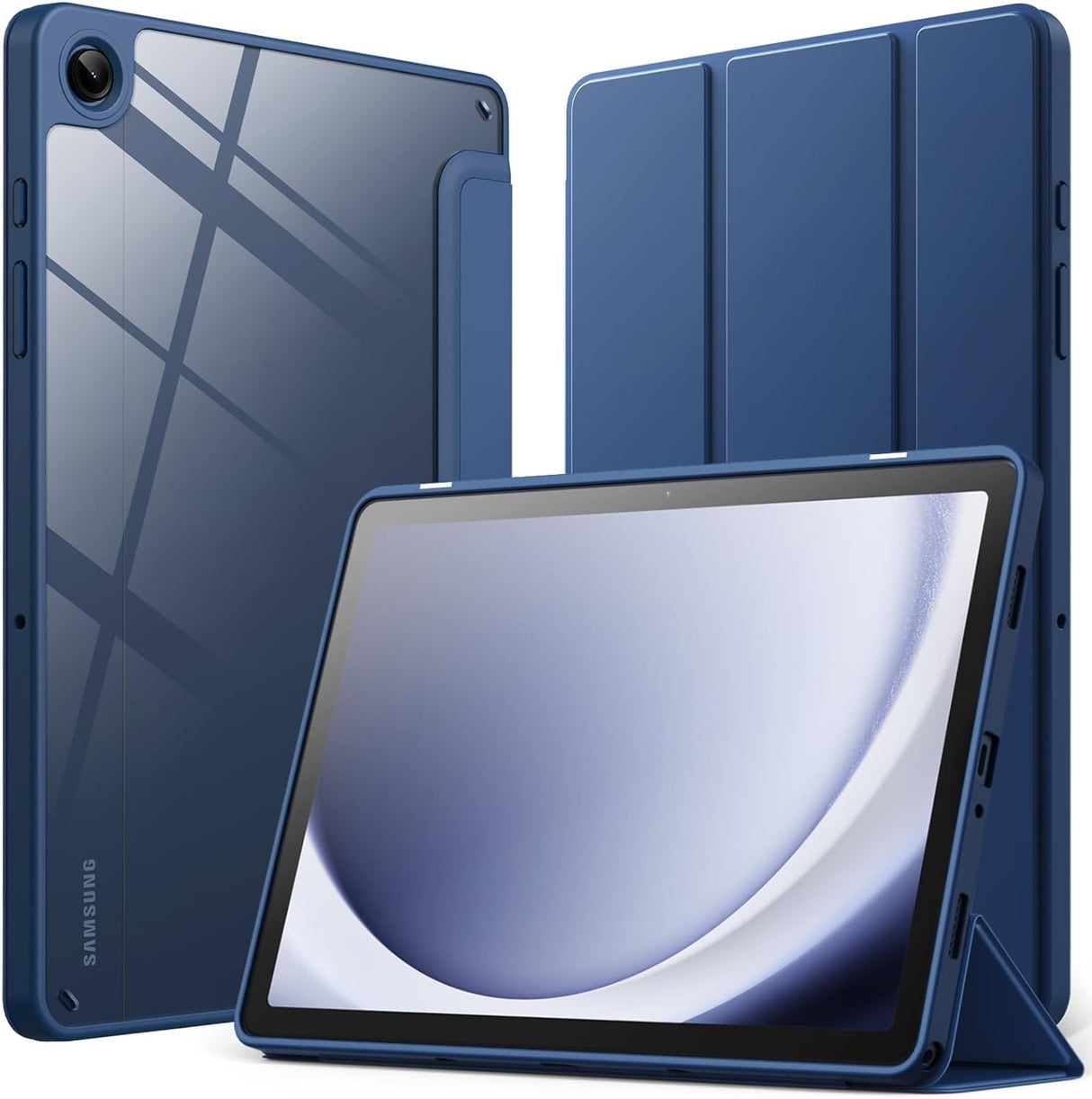 AWH Case for Samsung Galaxy Tab A9+ / A9 Plus 11-Inch 2024 - Clear Transparent Hard PC Back, Slim Tablet Cover with Auto Wake/Sleep Feature - Stylish Protection for Your Tablet (Navy)