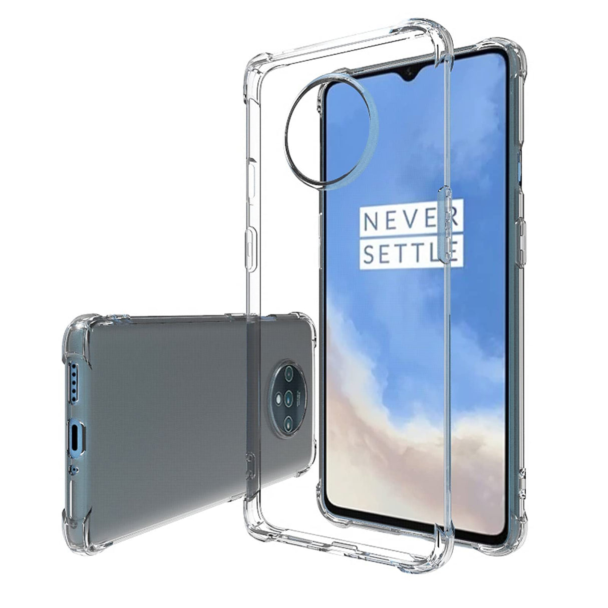 جراب AWH لهاتف OnePlus 7T، جراب شفاف من مادة TPU الناعمة مع تقنية امتصاص الصدمات وحواف مرتفعة وغطاء واقٍ رفيع لهاتف OnePlus 7T.