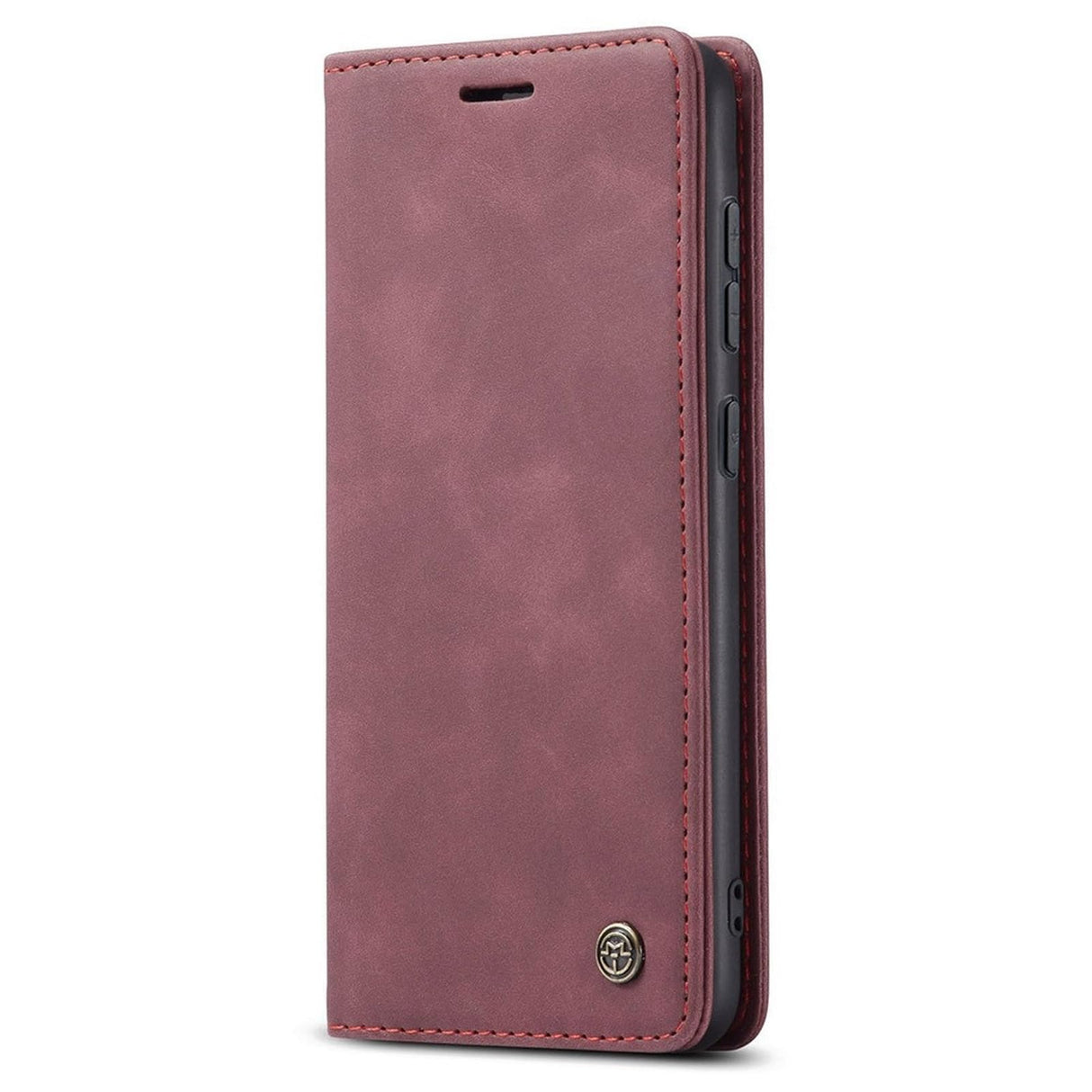 غطاء هاتف جلدي قابل للطي من يونيك كيس لهاتف سامسونج جالاكسي A71 - أحمر