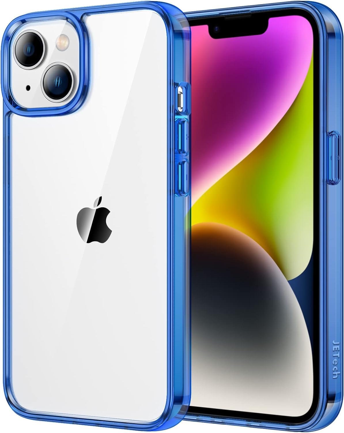 جراب AWH الشفاف لهاتف iPhone 14+ مقاس 6.7 بوصة (2022) - تصميم عسكري مضاد للاصفرار، رفيع للغاية، ممتص للصدمات، غطاء خلفي مضاد للخدش - شفاف كريستالي (أزرق)