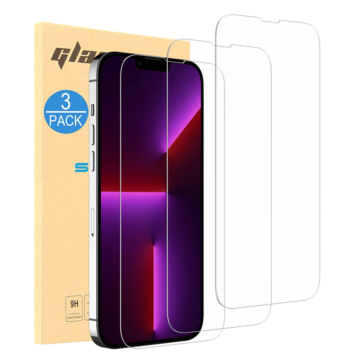 AWH Screen Protectors for iPhone 13 Pro Max, Tempered Glass Film for Apple iPhone 13 Pro Max, 3-Pack HD Crystal Clear.