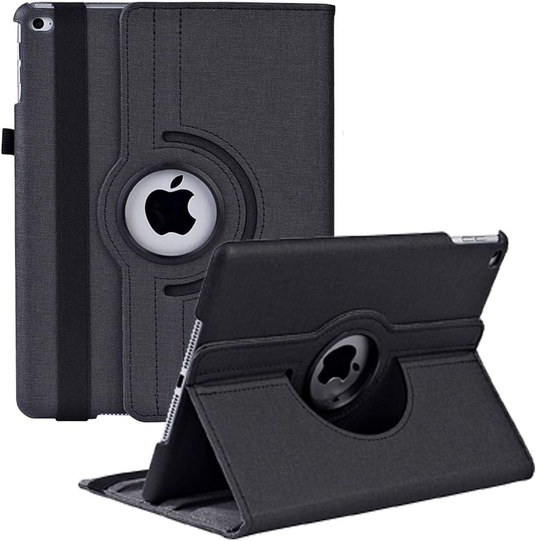 جراب دوار AWH لجهاز iPad 9.7 بوصة 2018 2017 / iPad Air 2 - جراب ذكي يدور 360 درجة مع خاصية السكون والاستيقاظ التلقائي لجهاز Apple iPad 9.7 بوصة (الجيل السادس والجيل الخامس) / iPad Air - أسود