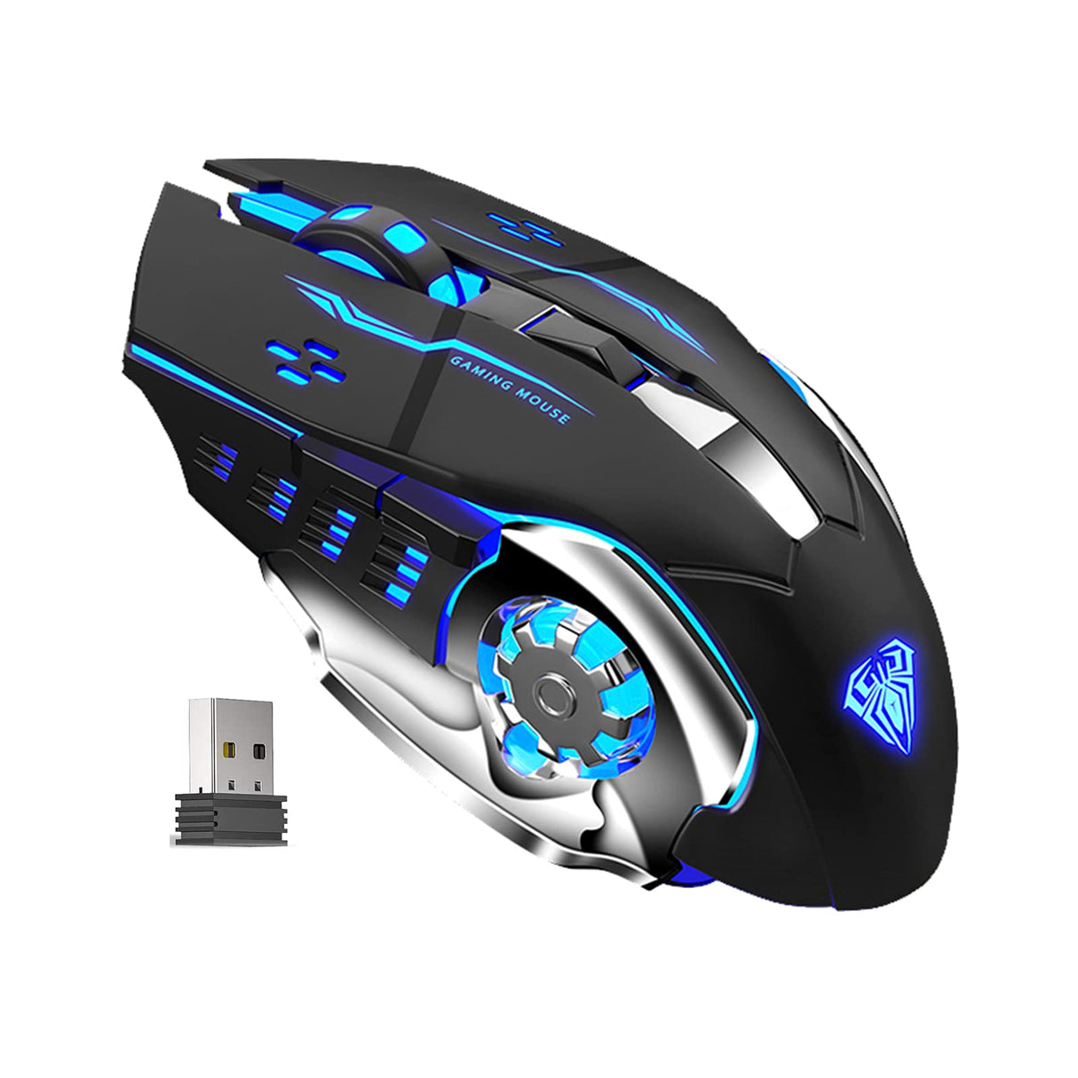 Aula Microware 2.4G Wireless Professional Gaming Mouse Rechargeable, Color Changing 6 Buttons DPI 800/1200/1600 for Pro Game Notebook, PC, Laptop, Computer, 15G Strong Acceleration