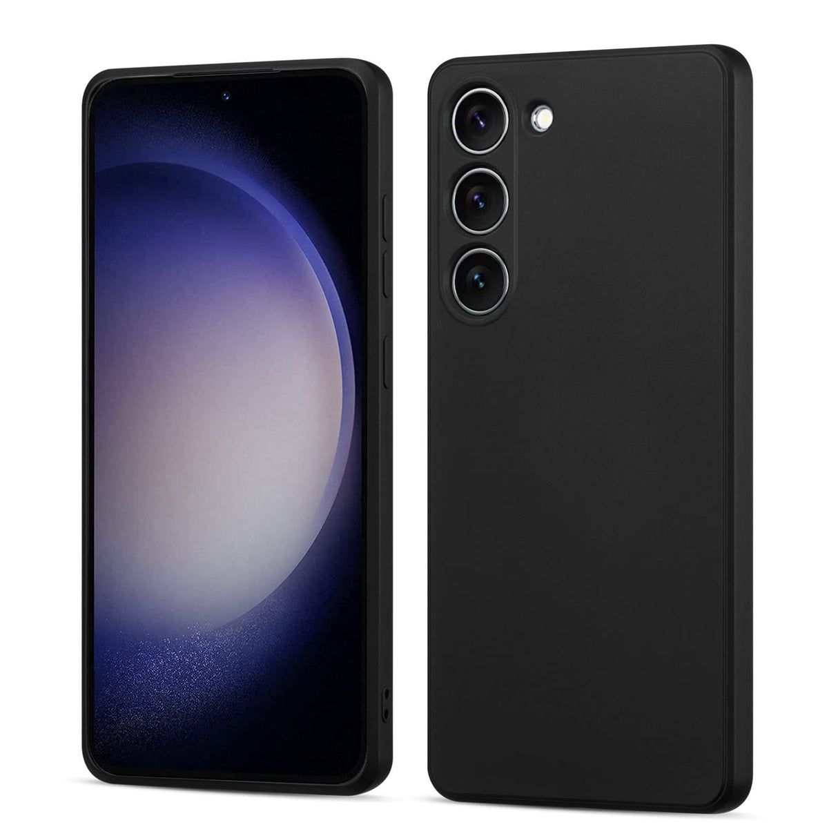 UEEBAI Case for Samsung Galaxy S23 Plus 5G, Slim Liquid Silicone Case Shockproof Full Body Protection Phone Case with Anti-Scratch Microfiber Ultra Slim Soft Rubber Cover Cute Bumper - Black