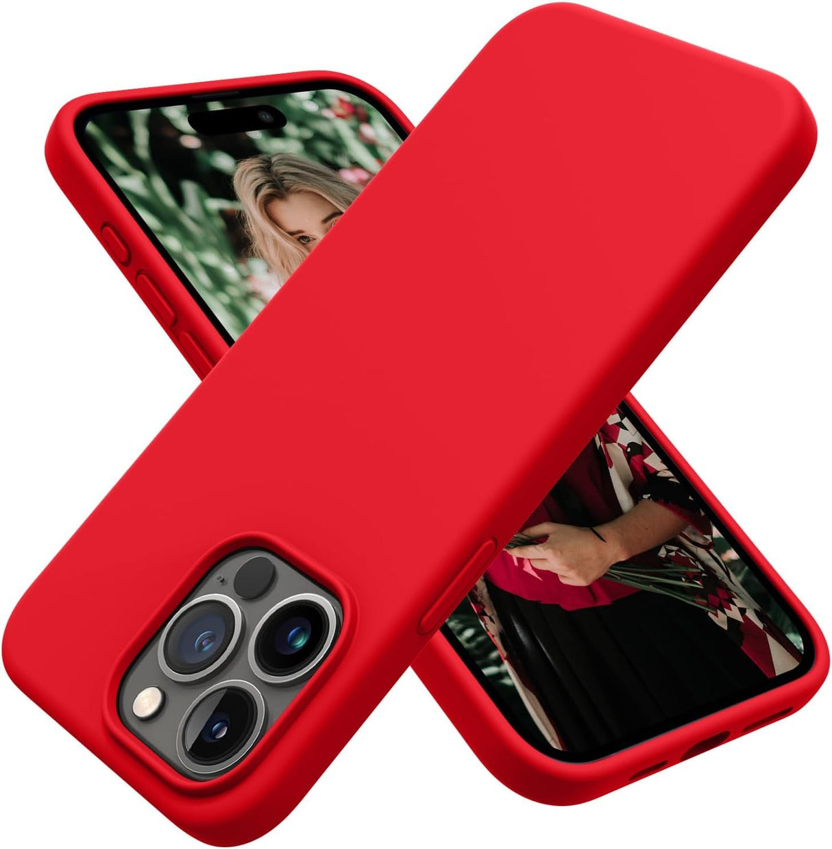 AWH Compatible with iPhone 15 Pro Case - Silicone Shockproof Slim Thin Phone Case for iPhone 15 Pro (6.1 inch) (Red)