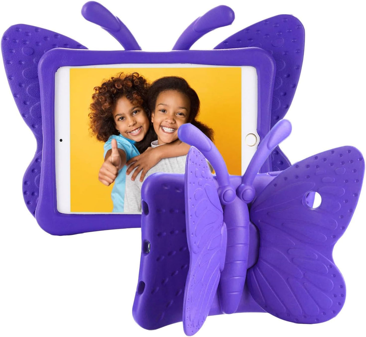 جراب AWH لجهاز iPad من الجيل السادس - جراب iPad من الجيل الخامس، جراب iPad Air 2 للأطفال، جراب واقٍ فائق الحماية من الصدمات من إسفنج EVA على شكل فراشة لجهاز iPad Air/Air 2 مقاس 9.7 بوصة، iPad 2017/2018 (أرجواني)