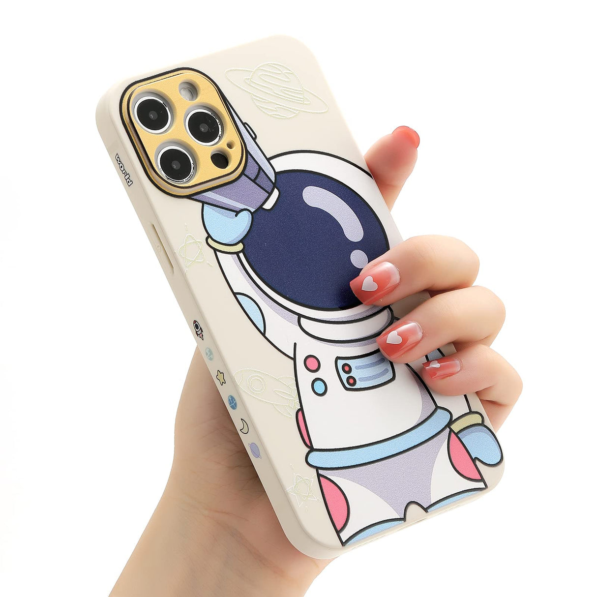 جراب Yonds Queen لطيف لهاتف iPhone 16 Pro، تصميم كرتوني رائع لرائد فضاء أنيق للنساء والفتيات، جراب واقٍ مضاد للانزلاق ومقاوم للصدمات (تلسكوب أبيض، iPhone 16 Pro)