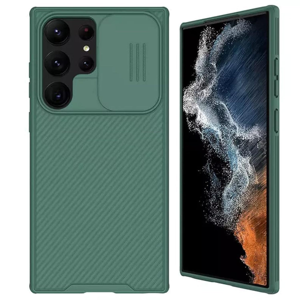 AWH Case for Samsung S23 Ultra with Camera Lens Cover, Slim with Slide Lens Cover, Hard PC Anti-Scratch Protective Cover Case for S23 Ultra (Green)