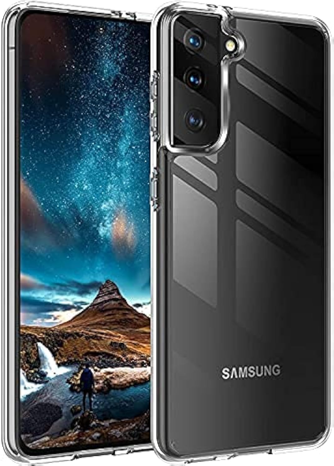 AWH Phone Case Compatible with Platina Samsung Galaxy S21, Transparent, Ultra-Thin, Lightweight, TPU Soft Case, Lens Protection, Fully Protective Case, Shockproof, Clear.