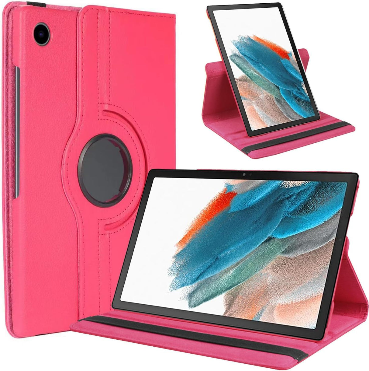 جراب AWH لجهاز Galaxy Tab A9 - غطاء تابلت قابل للدوران 360 درجة لجهاز Samsung Galaxy Tab A9 مقاس 8.7 بوصة 2023 (SM-X200/SM-X205/SM-X207) - غلاف واقٍ فاخر مع خاصية الإيقاظ/السكون التلقائي (وردي)