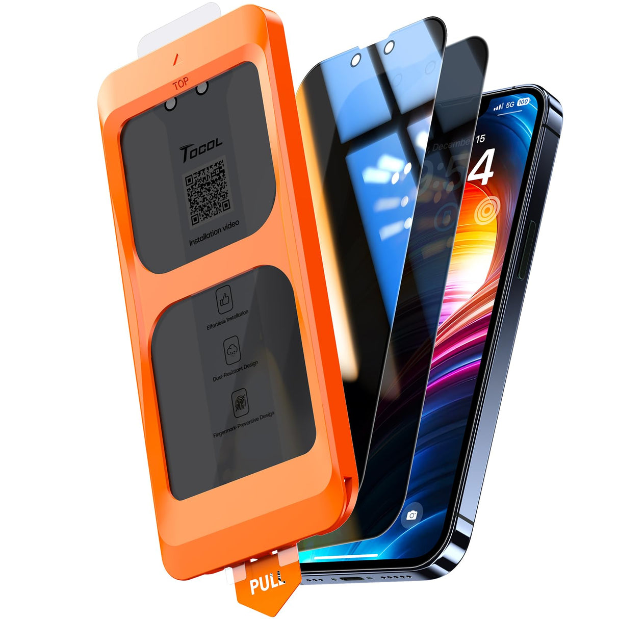 واقي شاشة TOCOL من قطعتين لهاتف iPhone 13 Pro Max/14 Plus، حماية للخصوصية، مقاس 6.7 بوصة، 25 درجة، مضاد للتجسس، صلابة 9H، زجاج مقوى مقاوم للكسر بدرجة عسكرية، مجموعة محاذاة تلقائية خالية من الفقاعات، مناسب للجراب