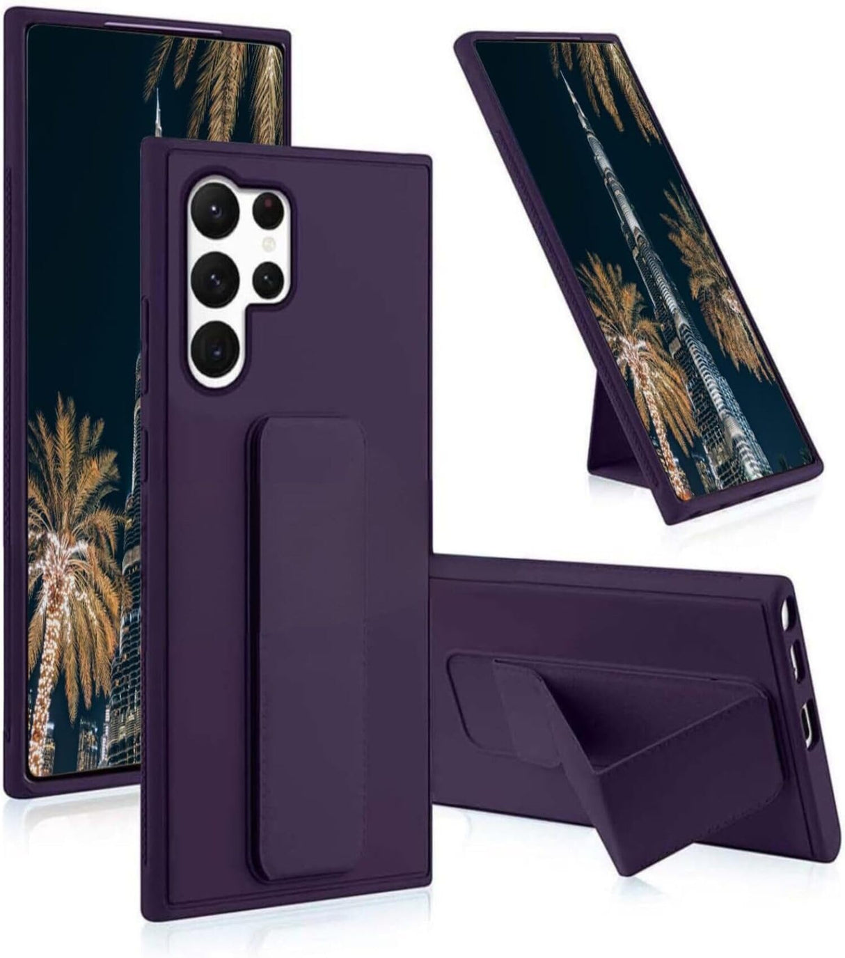 TR-PLANET Case for Samsung Galaxy S25 Ultra Cover, Multi Stand Case with Magnet Holder, Premium Silicone Vertical/Horizontal Grip Case, Protective Case Cover for Samsung Galaxy S25 Ultra, Purple