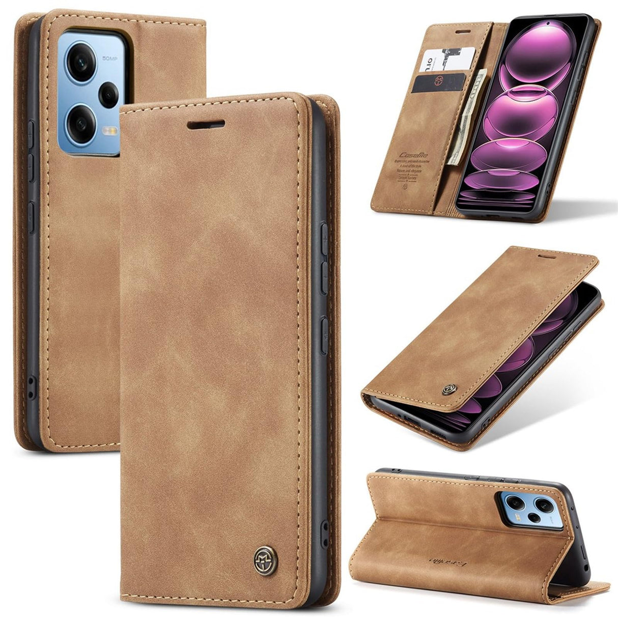 UniqCase Phone Case For Xiaomi Redmi Note 12 Pro/Note 12 Pro Speed/Poco X5 Pro Anti-scratch PU Leather Case Wallet Stand Cover - Brown