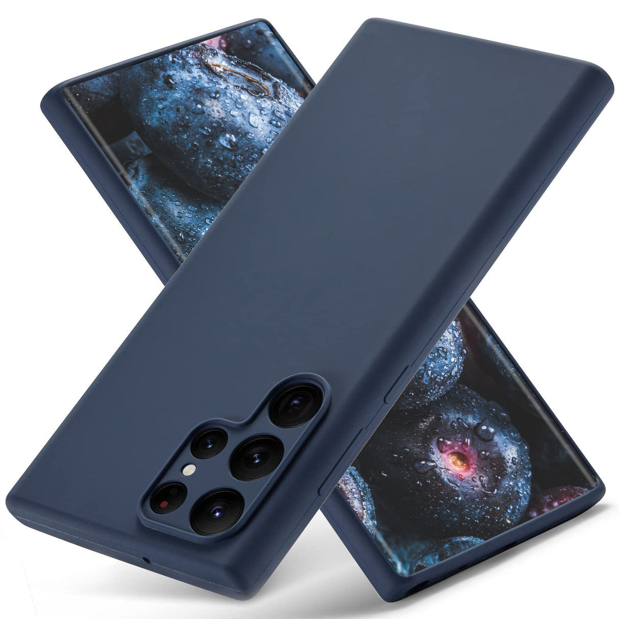 Varikke S22 Ultra Case Liquid Silicone, Skin Touch Galaxy S22 Ultra Case Silicone Rubber with Soft Microfiber Lining, Slim Full Camera Protection Protective Phone Case for Samsung S22 Ultra, Dark Blue