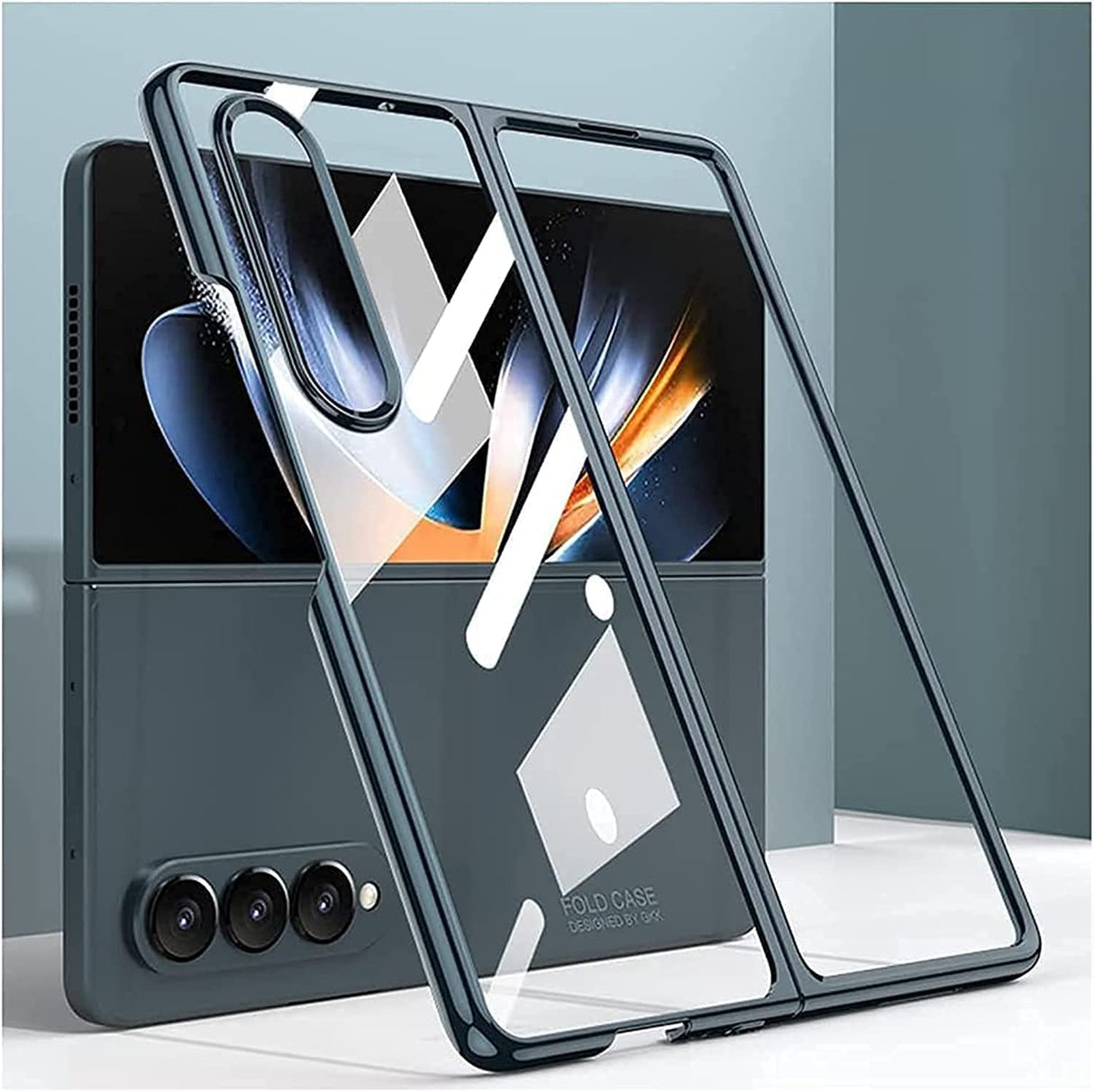 جراب AWH لهاتف Samsung Galaxy Z Fold 4 رفيع للغاية وشفاف مطلي بالكريستال، جراب حماية صلب مضاد للخدش لهاتف Samsung Galaxy Z Fold 4 5G 2022، (شفاف-أخضر)