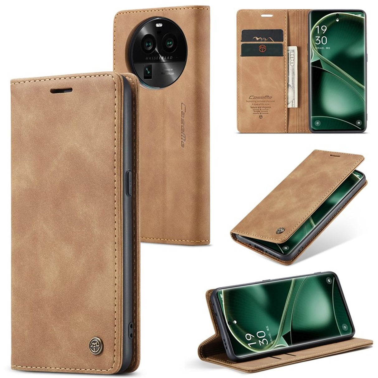 UniqCase For Oppo Find X6 PU Leather Phone Case Wallet Stand Protective Cover - Brown