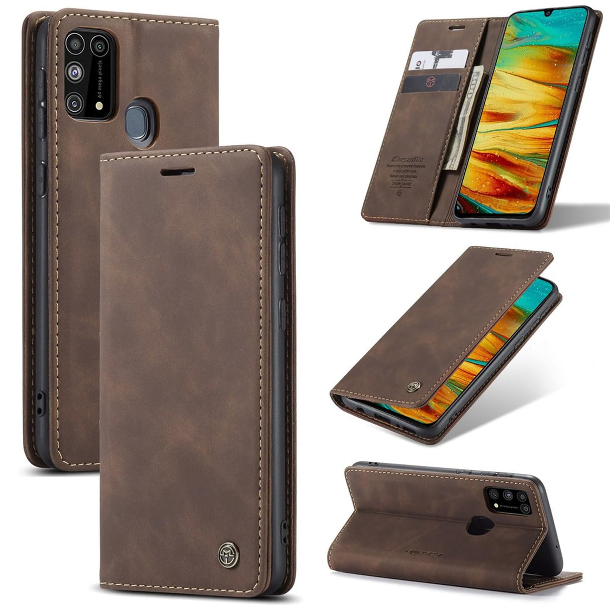 UniqCase Auto-absorbed Leather Shell For Samsung Galaxy M31 - Coffee