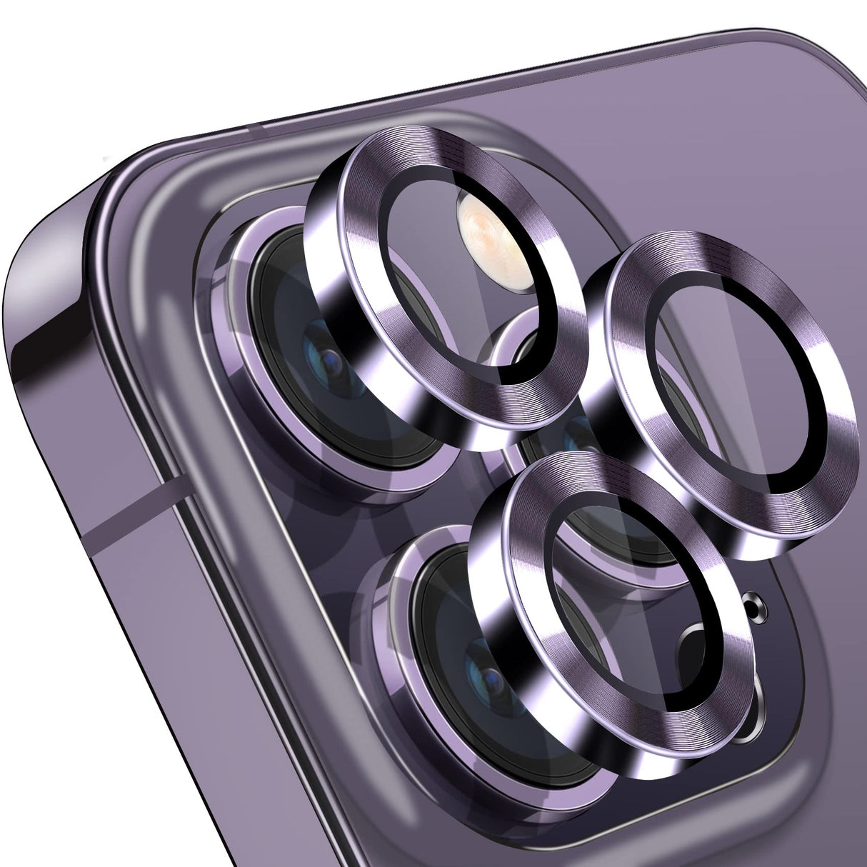 AWH Hsefo for iPhone 14 Pro/iPhone 14 Pro Max Camera Lens Protector, Anti-Scratch Lens Cover 9H Tempered Glass Metal Camera Screen Protector Shockproof Camera Ring - 3 Pcs Purple