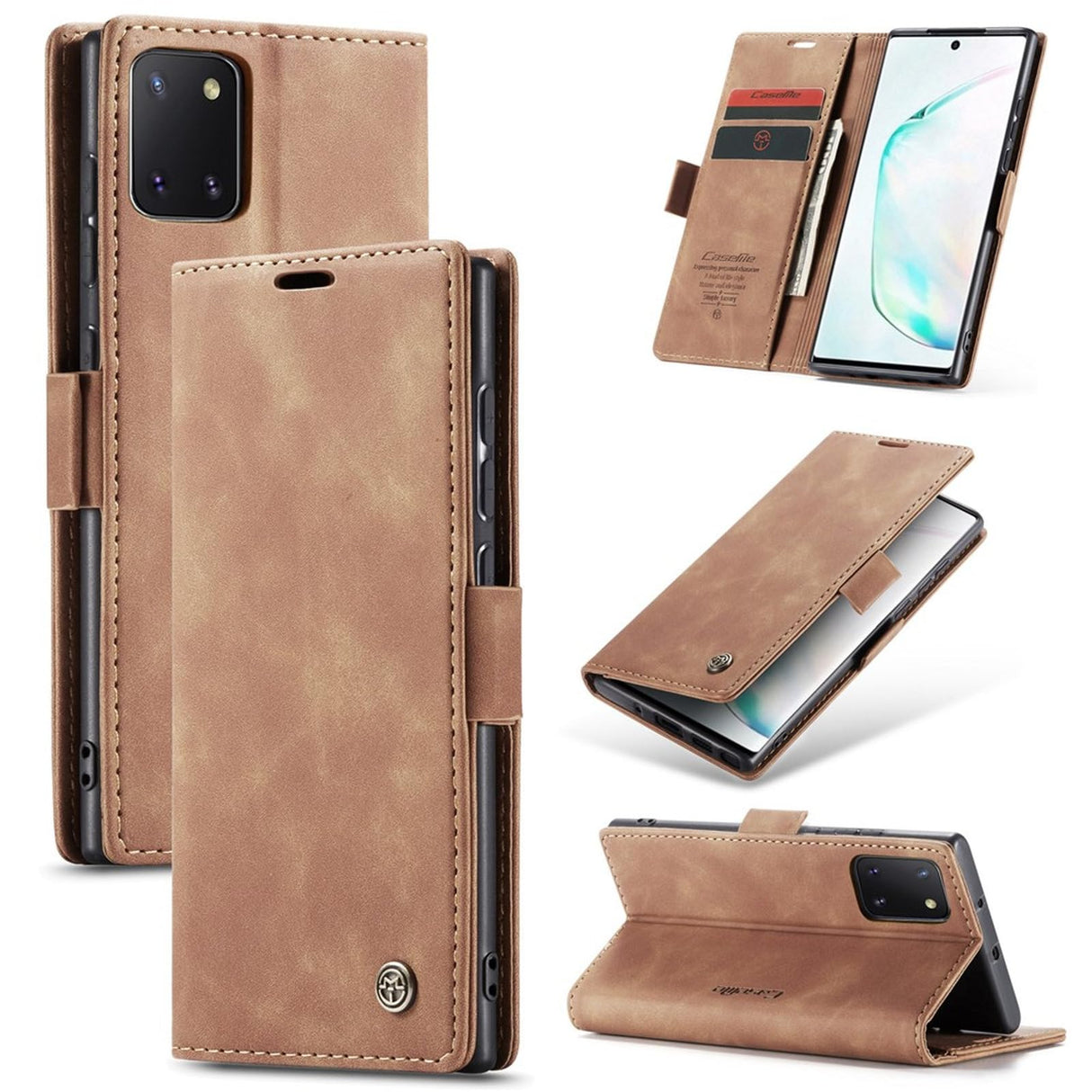غطاء قلاب جلدي ممتص تلقائيًا من UniqCase لهاتف Samsung Galaxy A81/Note 10 Lite - بني