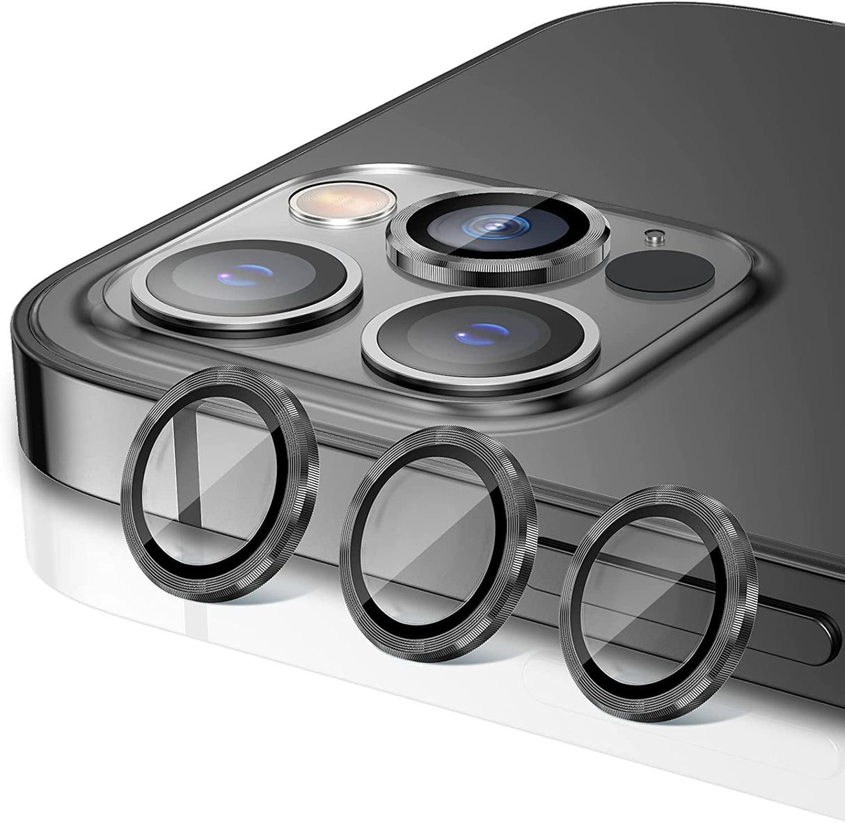 AWH Compatible for iPhone 13 Pro Max(6.7’’) iPhone 13 Pro(6.1’’) 2021 Camera Lens Protector, 9H Tempered Glass Film, Full Cover Sticker Accessories for iPhone 13 Pro/Pro Max. (Graphite)