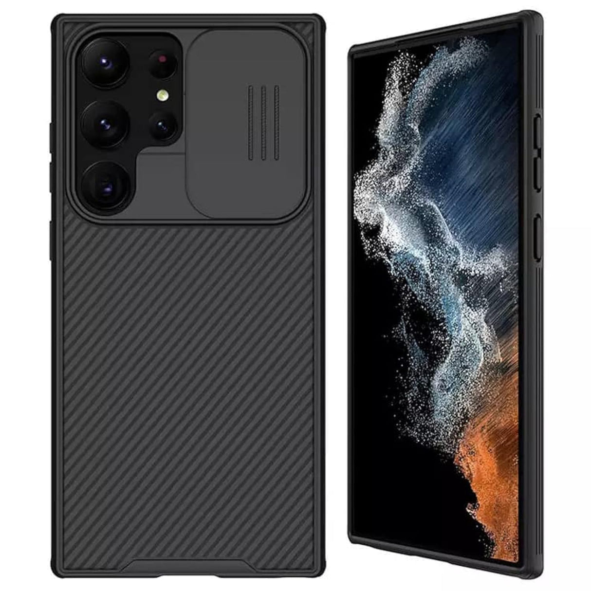 AWH Case for Samsung S23 Ultra with Camera Lens Cover, Slim with Slide Lens Cover, Hard PC Anti-Scratch Protective Cover Case for S23 Ultra (Black)