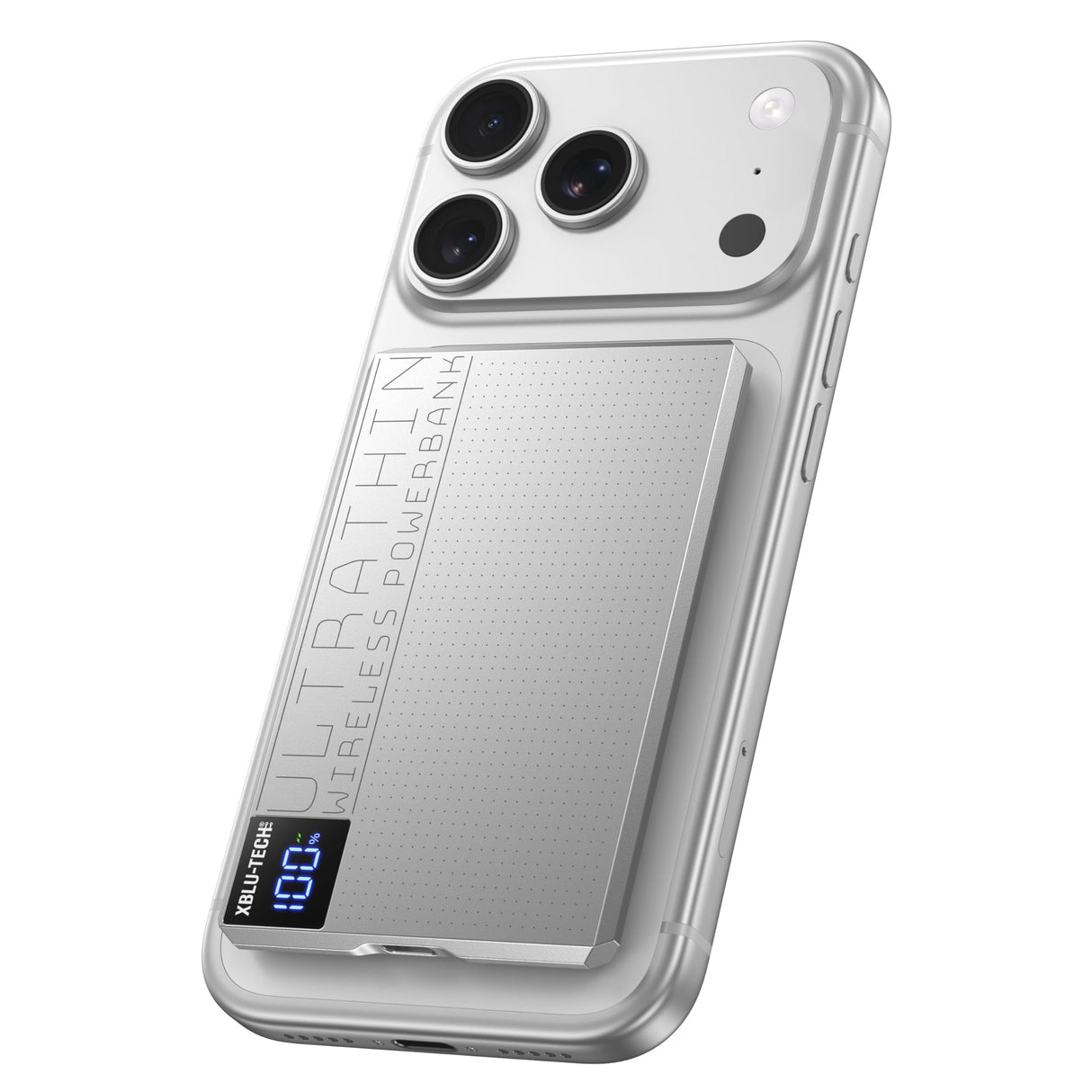 بنك طاقة لاسلكي فائق النحافة MP5 من Xblu-Tech بسعة 5000 مللي أمبير/ساعة - شحن لاسلكي سريع بقوة 15 وات وشحن سلكي بتقنية PD بقوة 20 وات، شاحن محمول رفيع <1 سم لأجهزة iPhone وSamsung وأجهزة USB-C