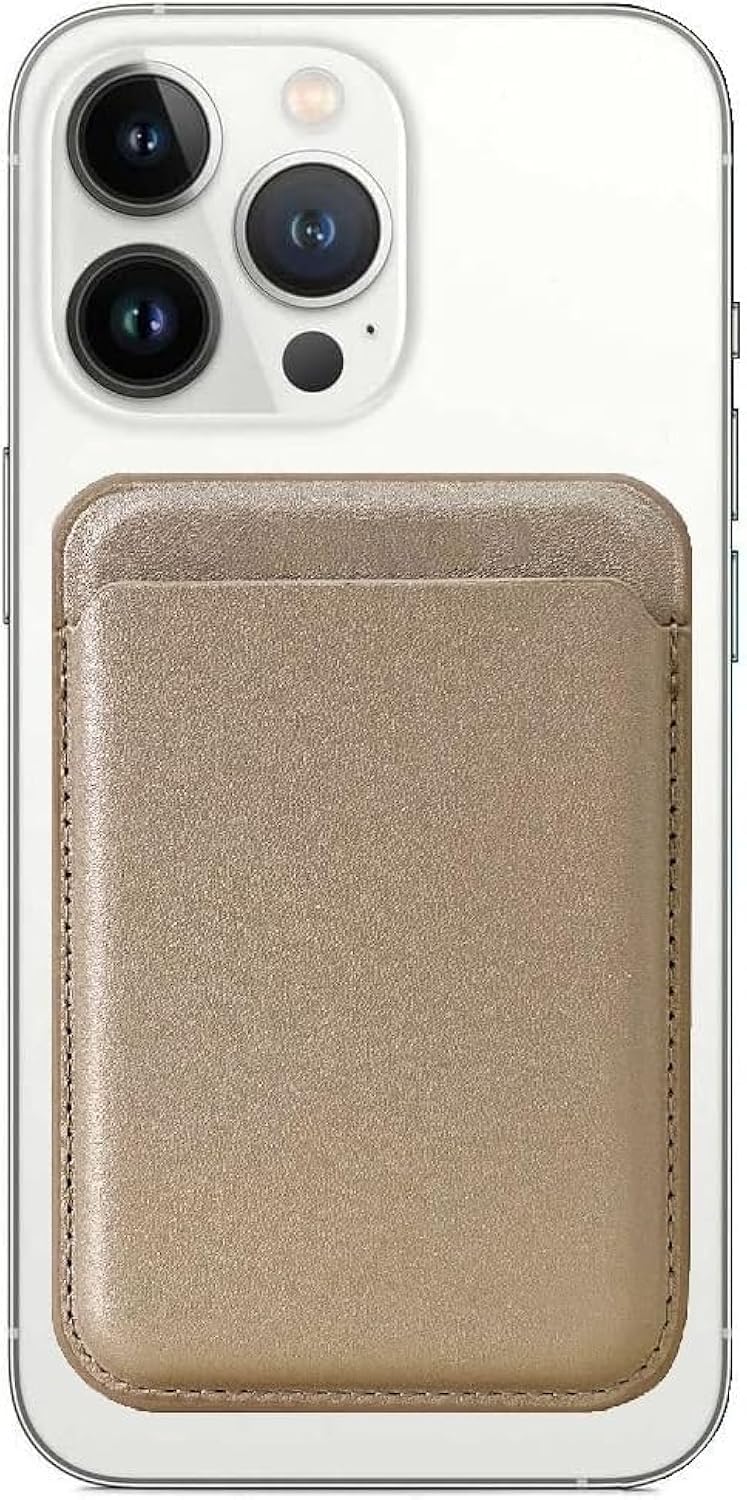 حامل بطاقات مغناطيسي من AWH - حافظة جلدية بمحفظة لهاتف iPhone 14 Pro Max/Plus/Pro، iPhone 13 Pro Max/Pro/13/13 Mini، iPhone 12 Max/12 Pro/12 Mini - تخزين أنيق للبطاقات مع إغلاق مغناطيسي - ذهبي