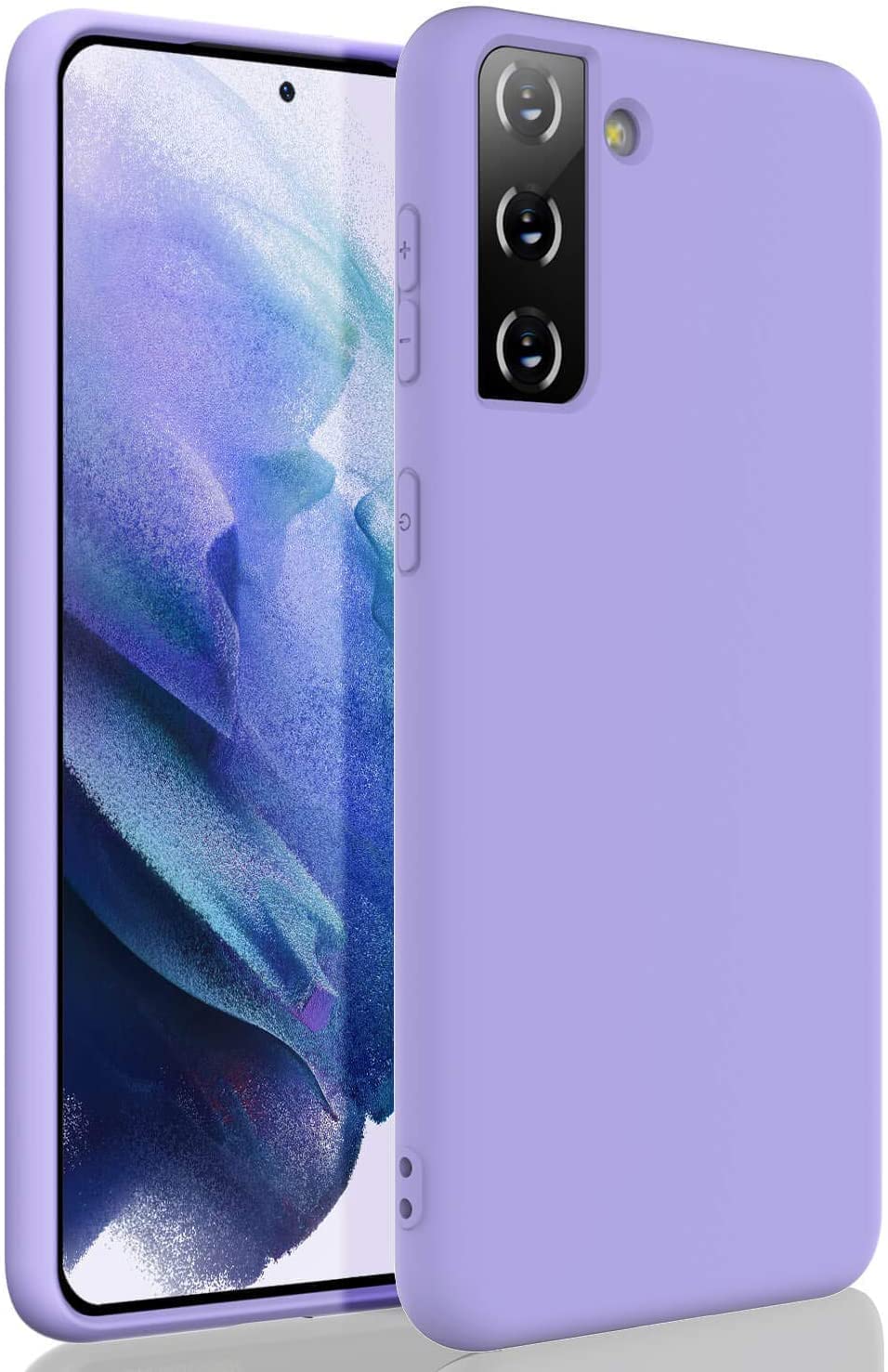 AWH Case Compatible with Galaxy S22 Liquid Silicone Shock-Proof,Soft Rubber Gel Matte Finish Cover designed for Samsung Galaxy S22 6.1'(2022) - (Light Purple)