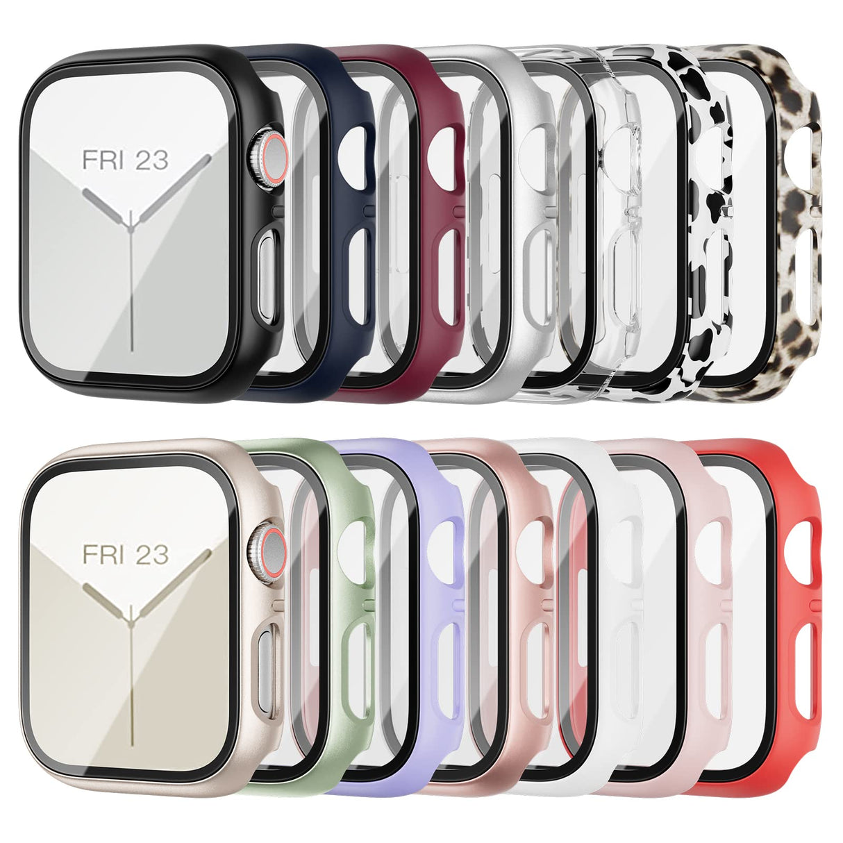 ANOTCH 14 Pack Case with Tempered Glass Screen Protector for Apple Watch 38mm Series 3/2/1, Slim Guard Bumper Full Coverage Hard PC Protective Cover HD Ultra-Thin Cover for iWatch 38mm Accessories