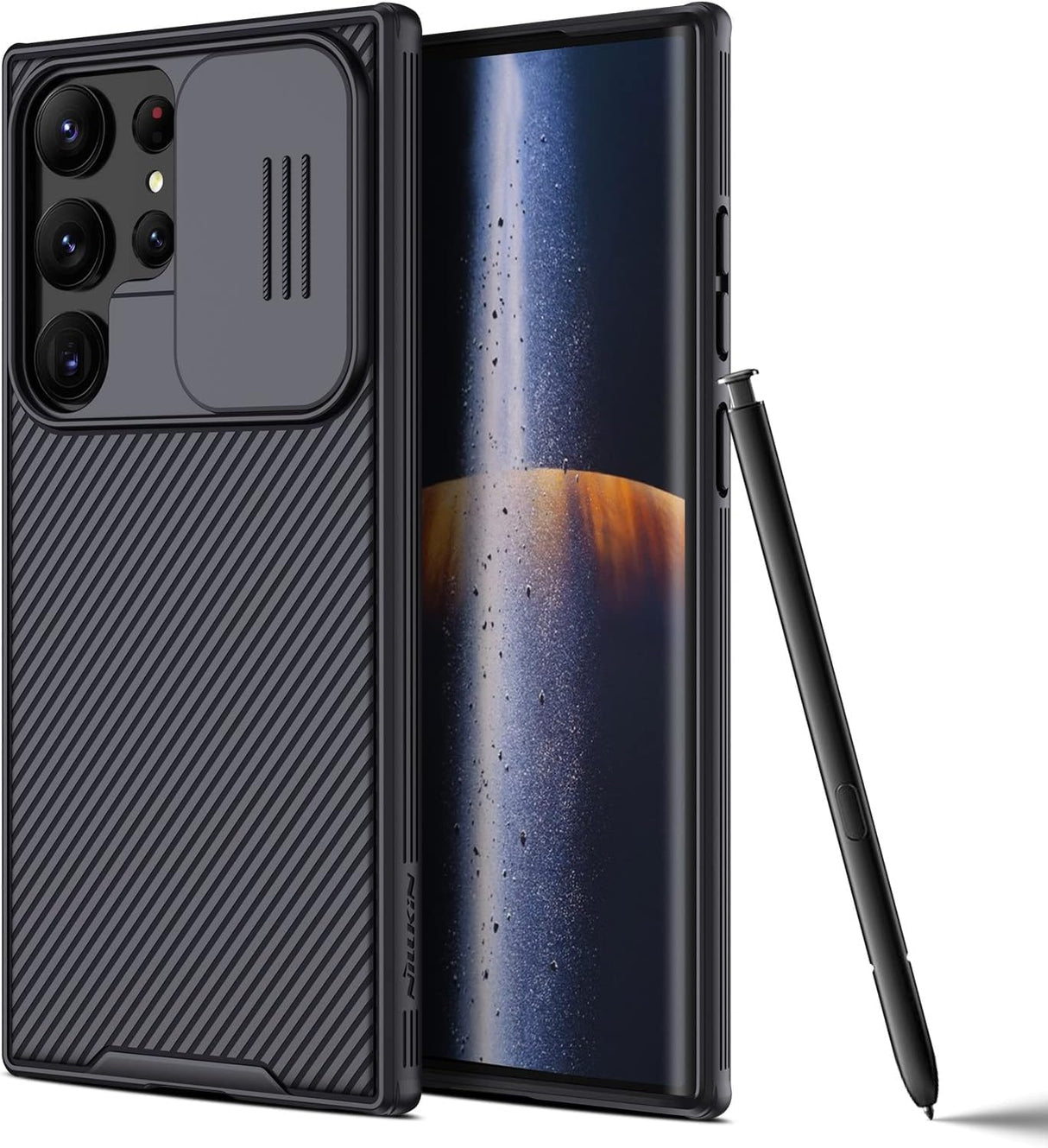 جراب AWH Galaxy S23 Ultra - جراب CamShield Pro لهاتف Samsung Galaxy S23 Ultra مع غطاء كاميرا منزلق، جراب هاتف نحيف ومتين لهاتف Samsung S23 Ultra 5G 2023 مقاس 6.8 بوصة - أسود