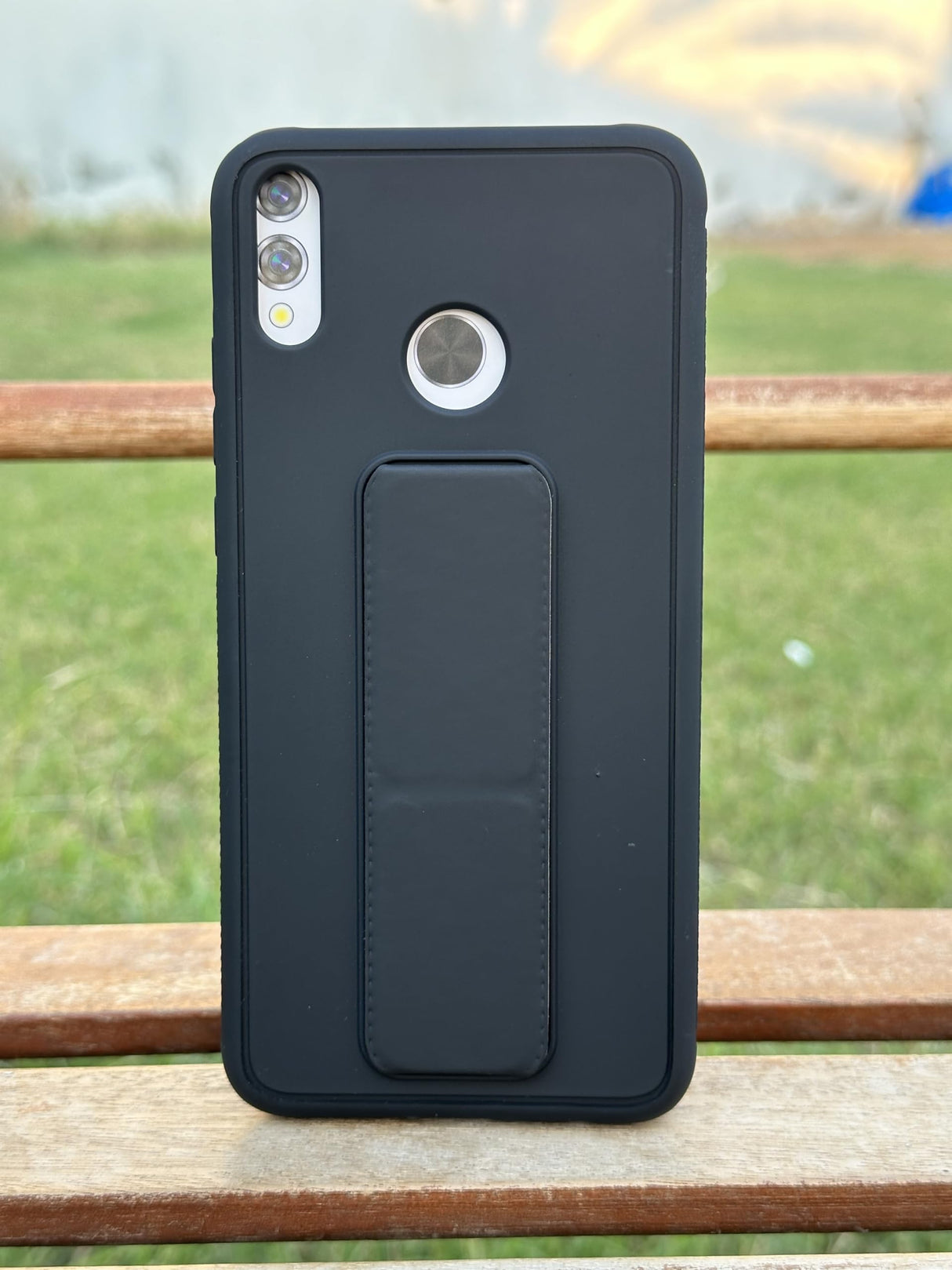 غطاء حماية مغناطيسي من بوراك لهاتف هونر 8X، جراب نحيف مقاوم للصدمات مع مسند، غطاء حماية من السيليكون لهاتف هونر 8X - أسود