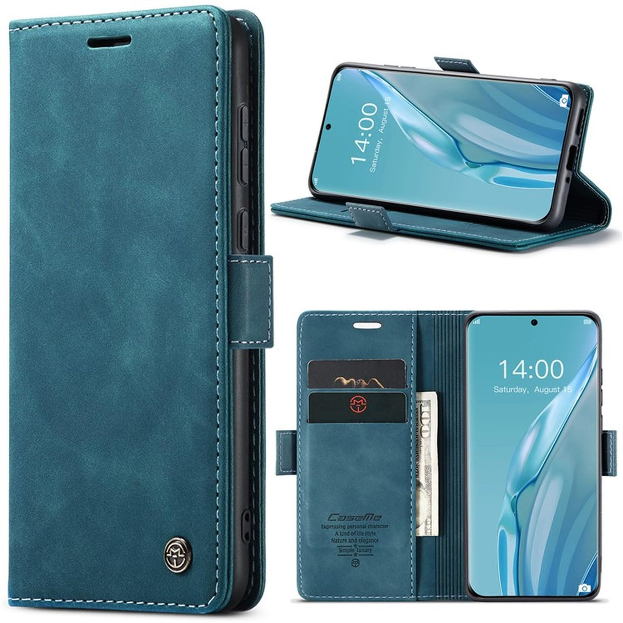 UniqCase لهاتف Huawei P60 حافظة محفظة من الجلد الصناعي مقاومة للصدمات - أزرق