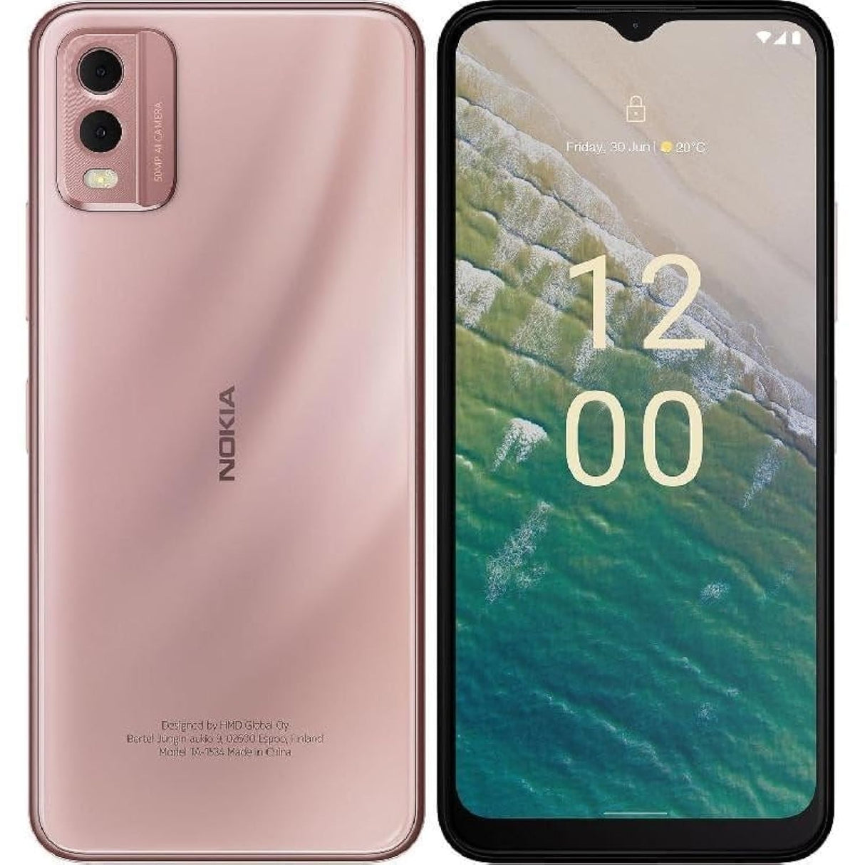 هاتف نوكيا C32 الذكي، 6 جيجابايت + 6 جيجابايت من ذاكرة الوصول العشوائي الافتراضية ومساحة تخزين 128 جيجابايت، باللون الوردي