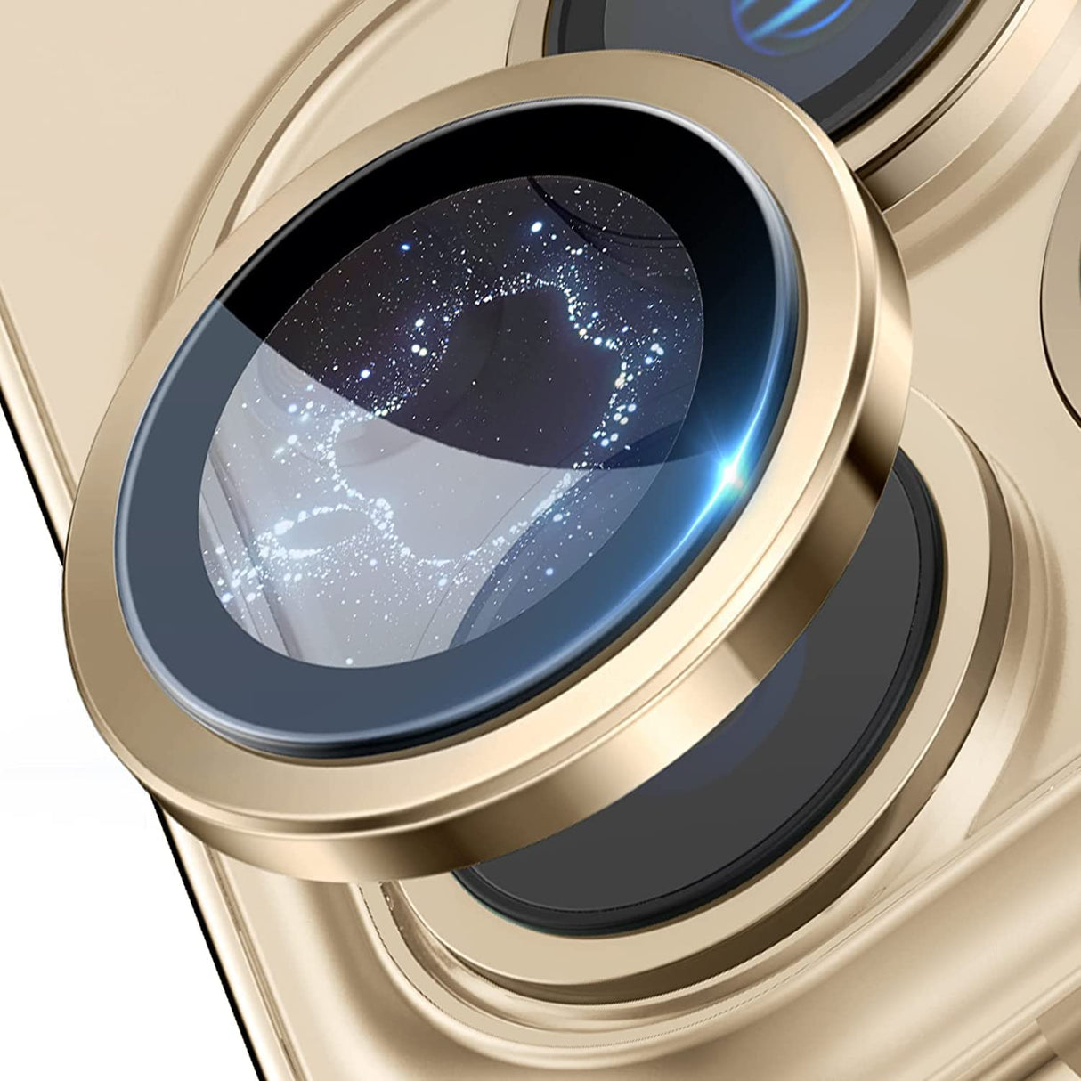 AWH Phone 14 Pro Max Camera Lens Protector - Glass and Metal Screen Cover Film for iPhone 14 Pro Max / 14 Pro - Enhance Visual Clarity (Gold)