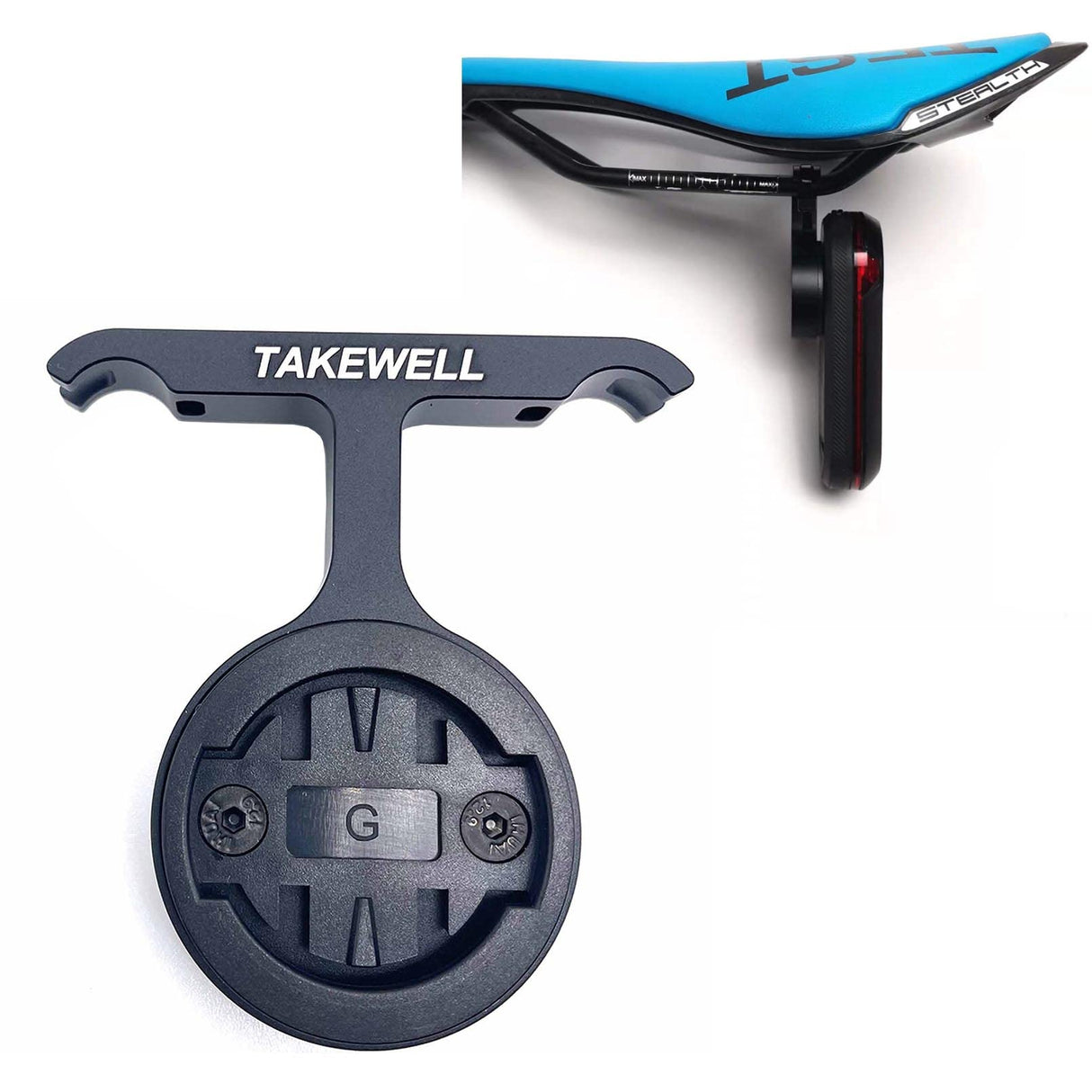 TAKEWELL Bicycle Saddle Seat-Post Mount for Garmin Varia Rear View Radar Light, Compatible for RTL500, RTL510, RTL515, RVR315, Aluminum Alloy Mount Holder for Bicycle Saddle/Seat Bow