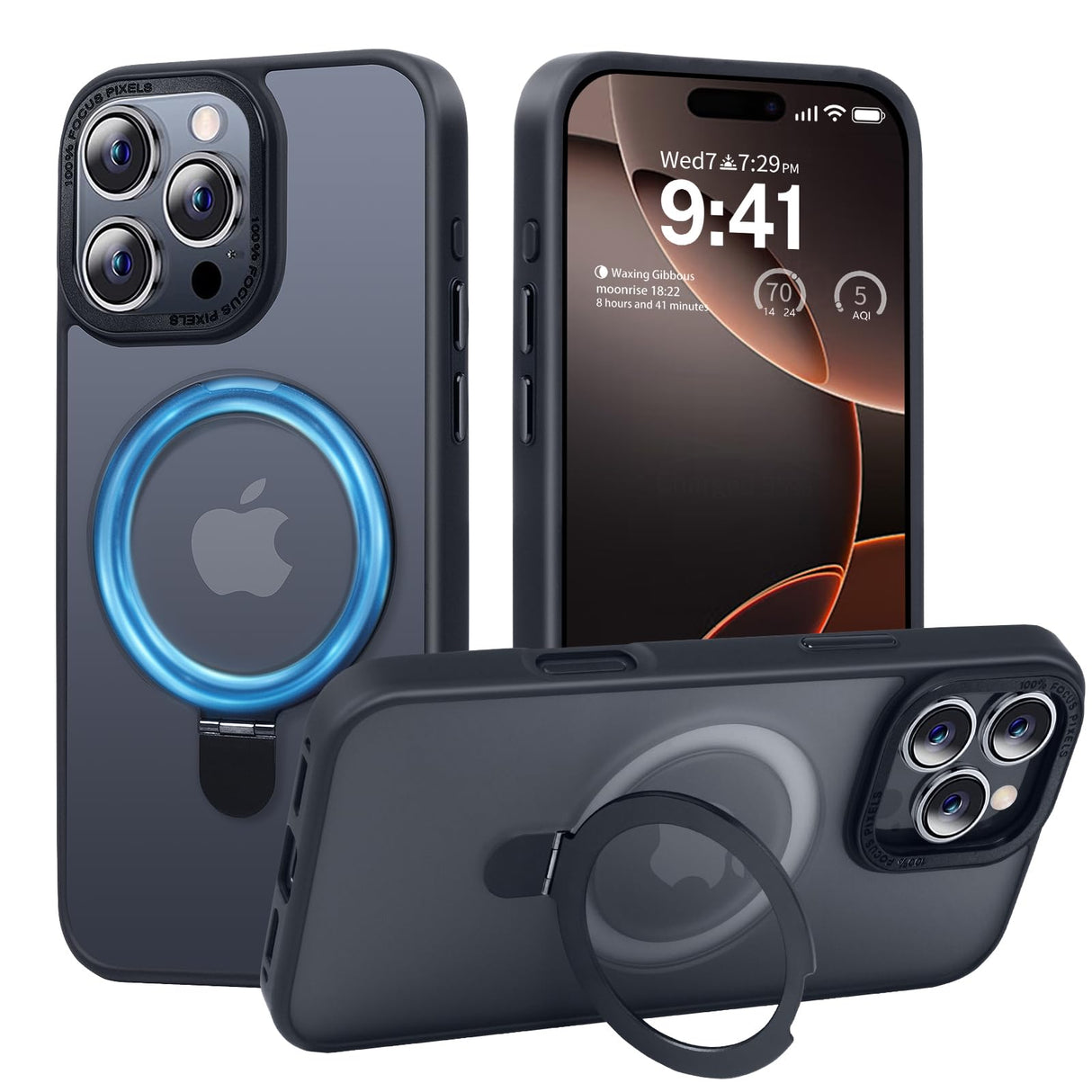 UCHUANG for iPhone 16 Pro Max Case with Magnetic Invisible Stand Cover Shockproof and Anti-Yellow Slim Thin Translucent Matte Protective Magsafe Case for Apple iPhone 16 Pro Max 6.7 inch - Black