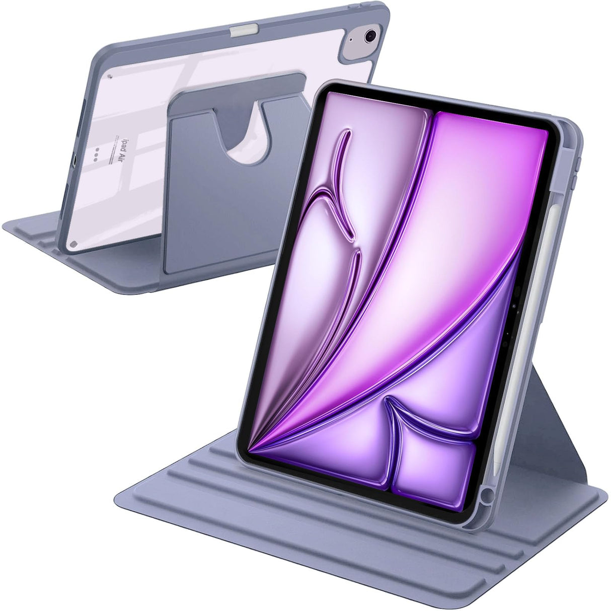 حافظة دوارة من A-BEAUTY متوافقة مع iPad Air 11 بوصة M3/M2 (2025/2024)، وAir 5th/4th Gen 2022/2020، وPro 11 بوصة (2022/2021/2020/2018)، مع حامل قلم رصاص، لون لافندر