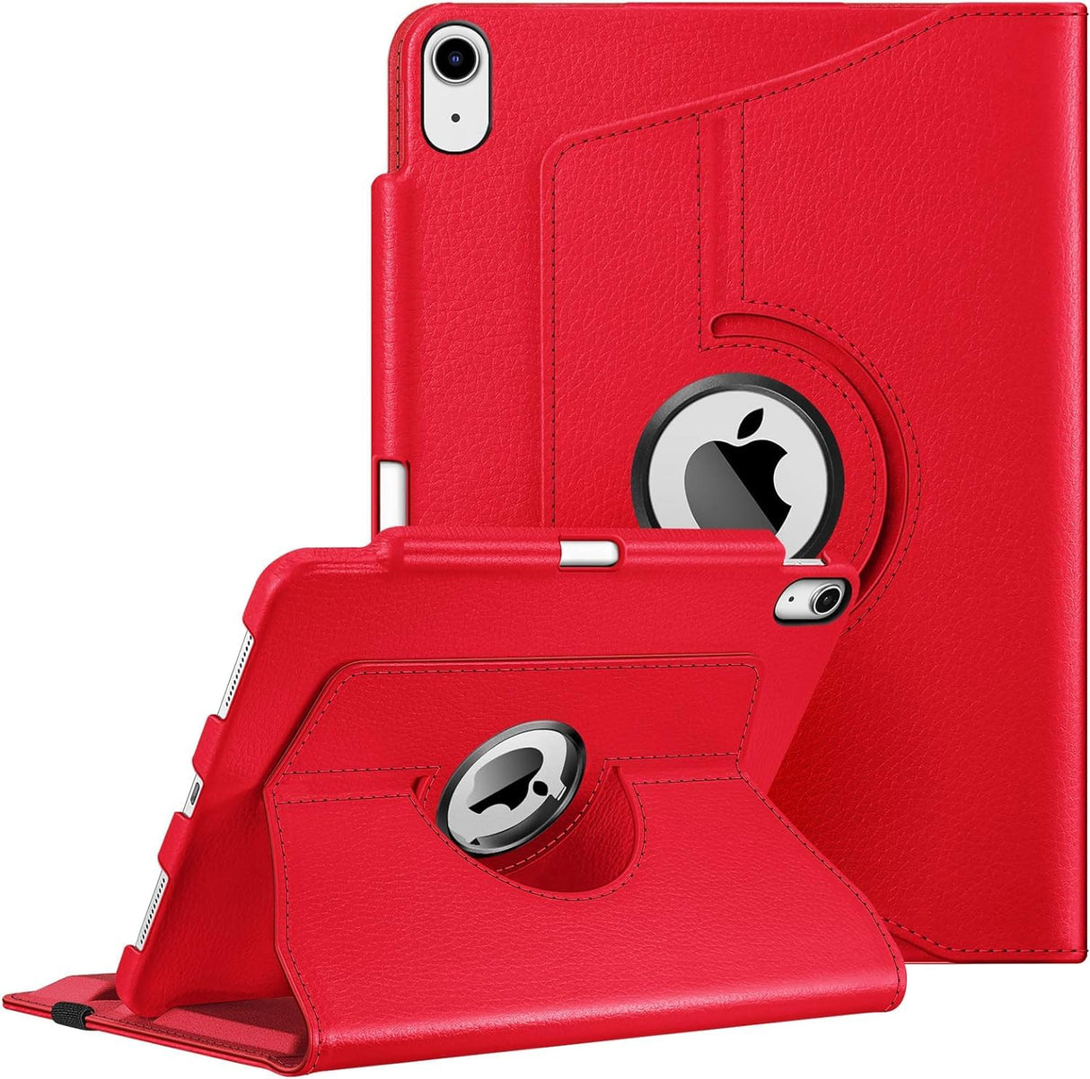 جراب AWH لجهاز iPad Air الجيل الخامس (2022) / الجيل الرابع (2020) مقاس 10.9 بوصة مع حامل قلم - غطاء حامل دوار 360 درجة مع وضع السكون/التنشيط التلقائي (أحمر)
