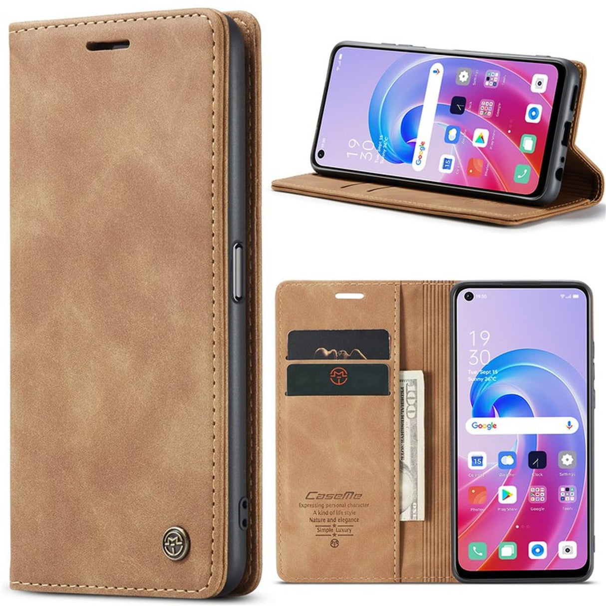UniqCase For Oppo A96 4G / A36 / K10 4G / A76 / Realme 9i 4G Case Leather Phone Cover Magnetic Orption - Brown