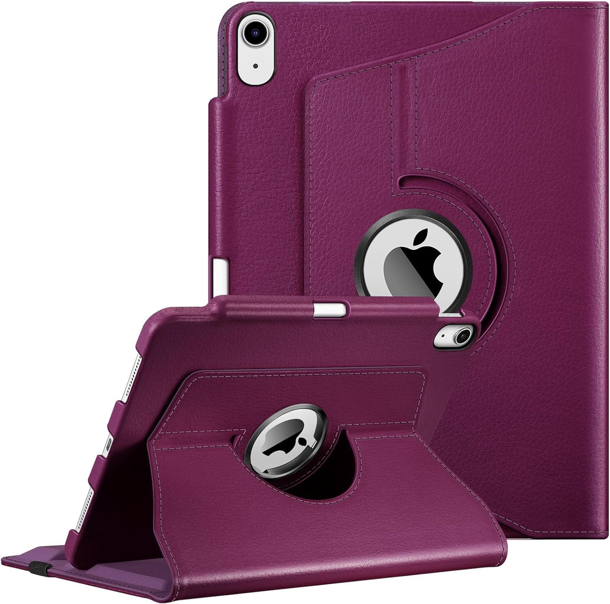 AWH Case for iPad Air 5th Generation (2022) / 4th Generation (2020) 10.9 Inch with Pencil Holder - 360 Degree Rotating Stand Cover with Auto Sleep/Wake (Purple)