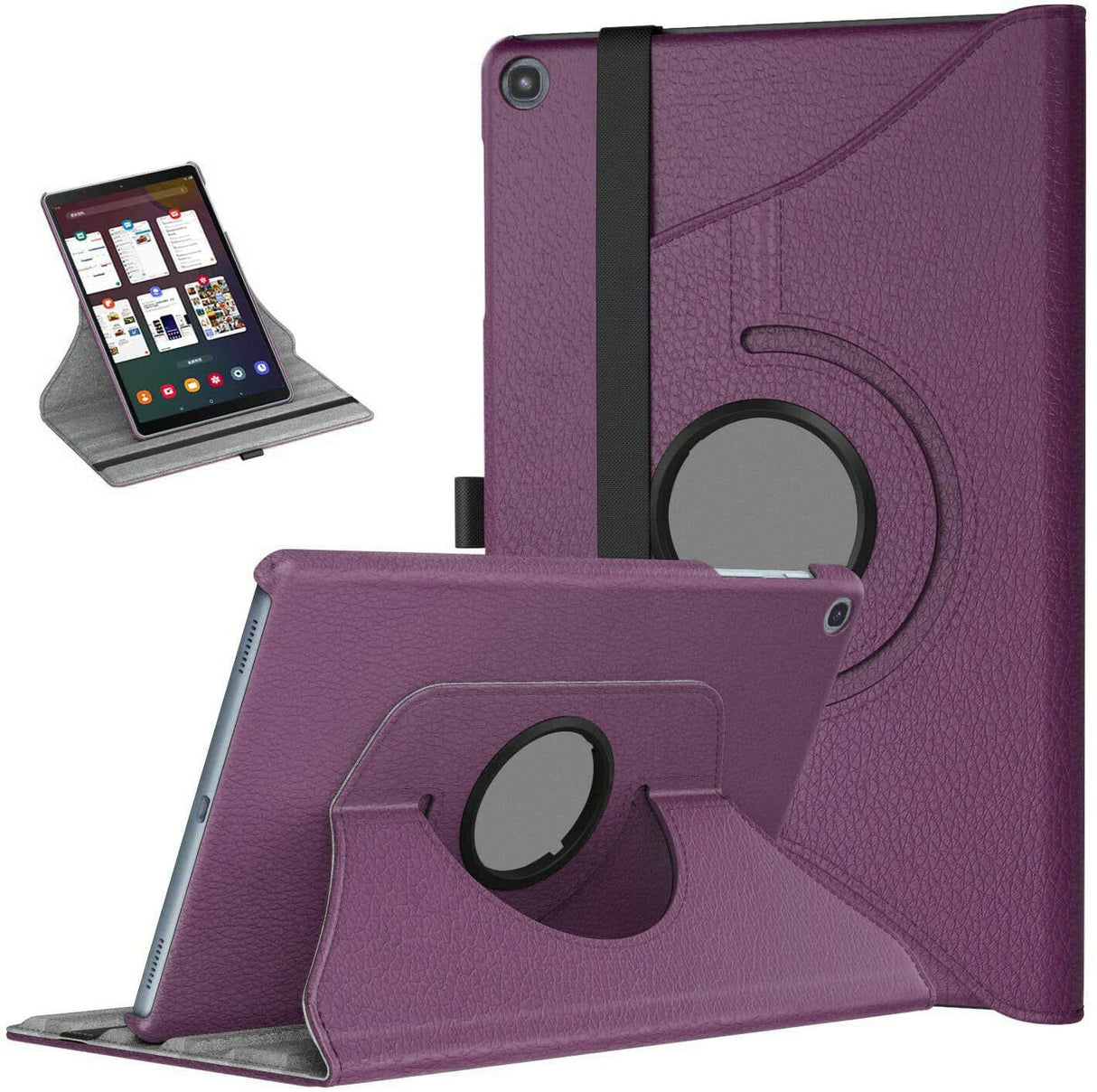 جراب AWH دوار 360 درجة لجهاز Samsung Galaxy Tab A7 10.4 (2020) T500 T505 غطاء حامل جلدي (أرجواني)