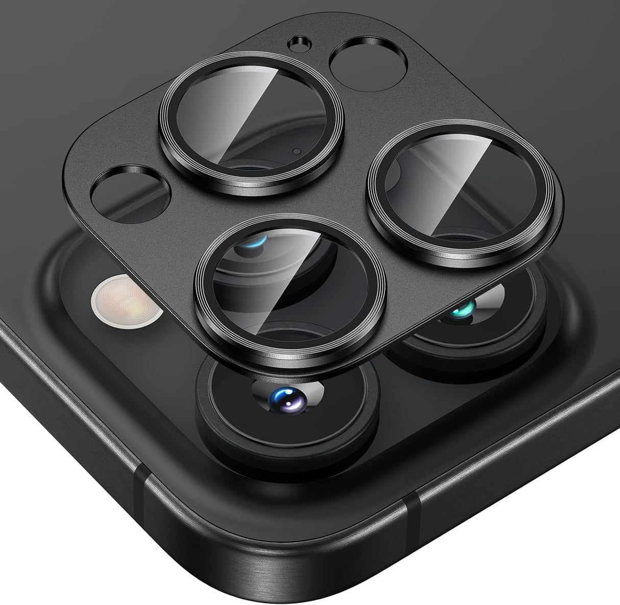 واقي عدسة كاميرا AWH لهاتف iPhone 15 Pro/15 Pro Max - غطاء من الزجاج المقوى المصنوع من سبائك الألومنيوم المعدني، مناسب للحافظات، ملحقات واقي الشاشة لهاتف iPhone 15 Pro/15 Pro Max 2024 (أسود، 15 Pro)