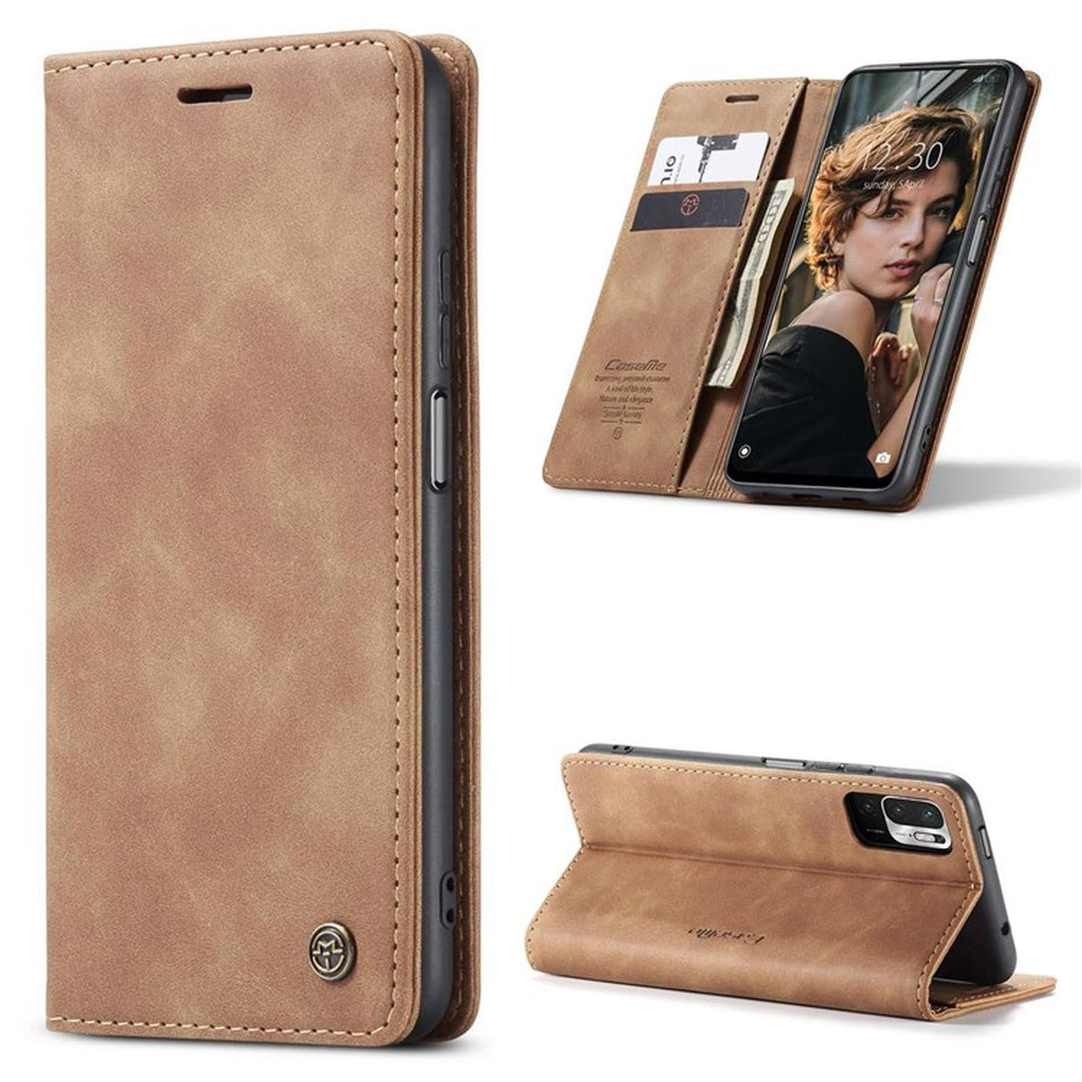 UniqCase For Xiaomi Redmi Note 10 5G/Redmi Note 10T 5G/Poco M3 Pro 4G/5G PU Leather Case Folio Stand Wallet Magnetic Auto Closing Protective Cover - Brown