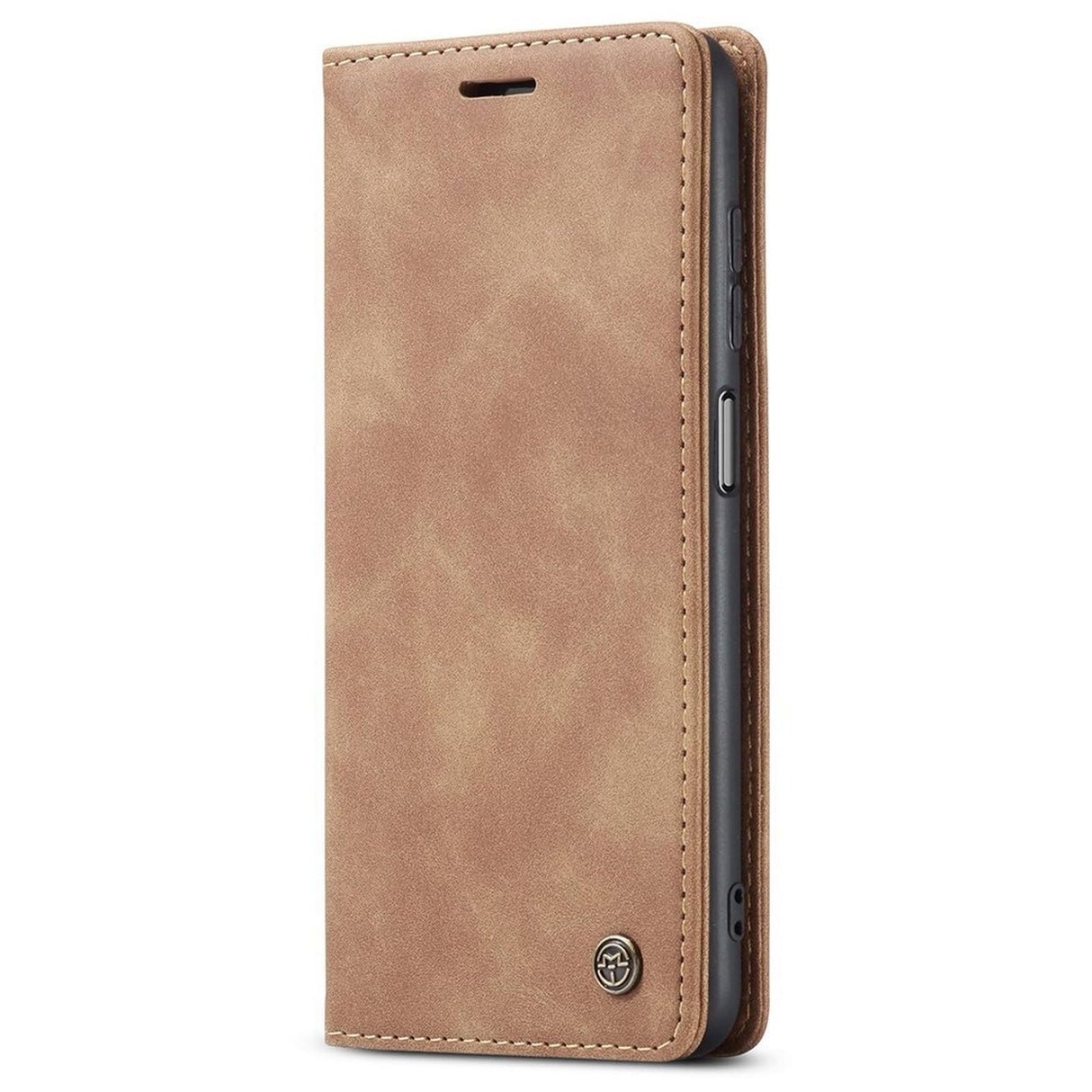 جراب محفظة جلدي من UniqCase قابل للامتصاص تلقائيًا لهاتف Samsung Galaxy A12 - بني