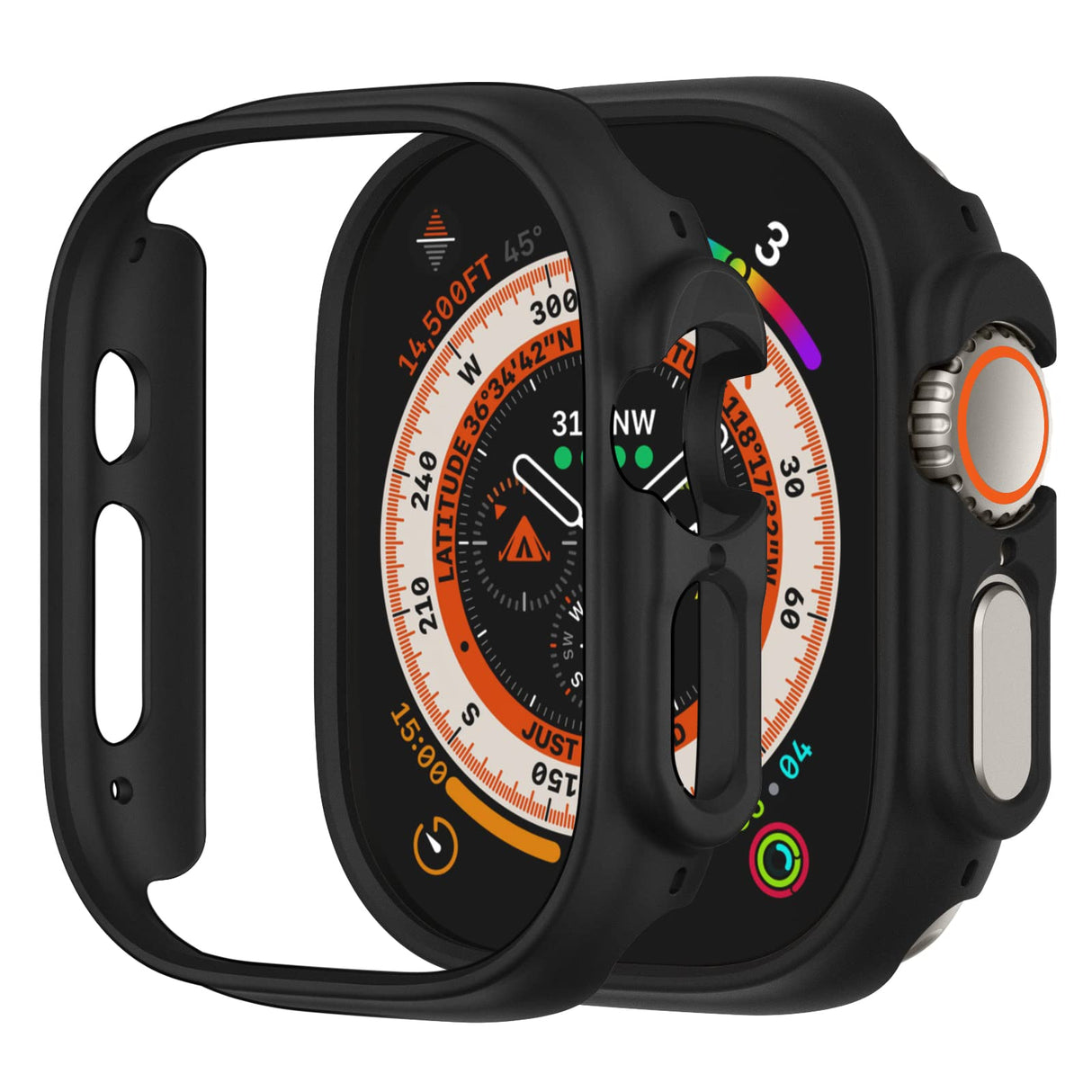 AWH iGK 2pack Frame Case 49mm Compatible for Series 8 Ultra without Screen Protector, Durable Protective Hard Bumper All Around Edge Shockproof Cover for iWatch ultra 49mm Black*2